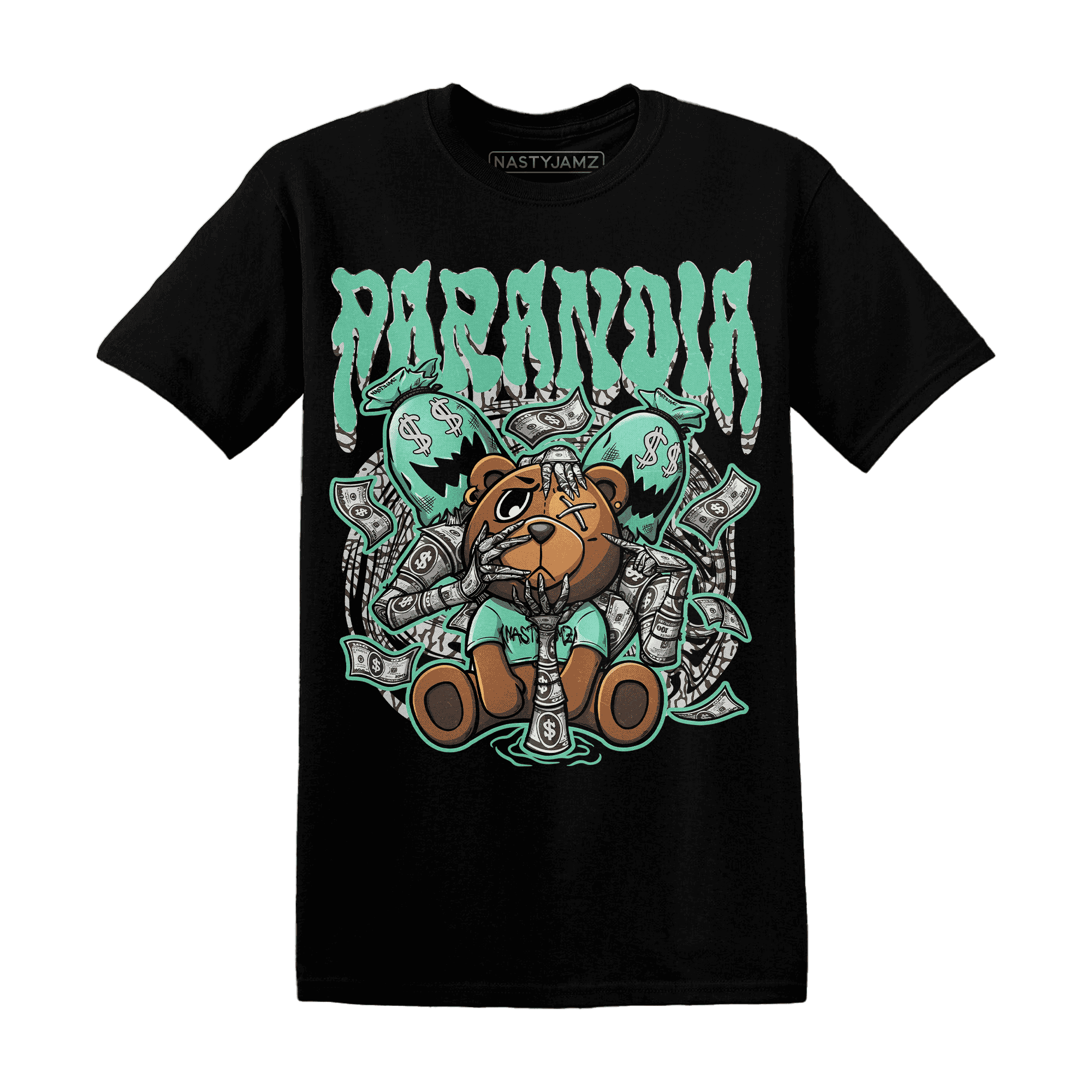 Green Glow 3s T Shirt Match Paranoia Money BER - NastyJamz