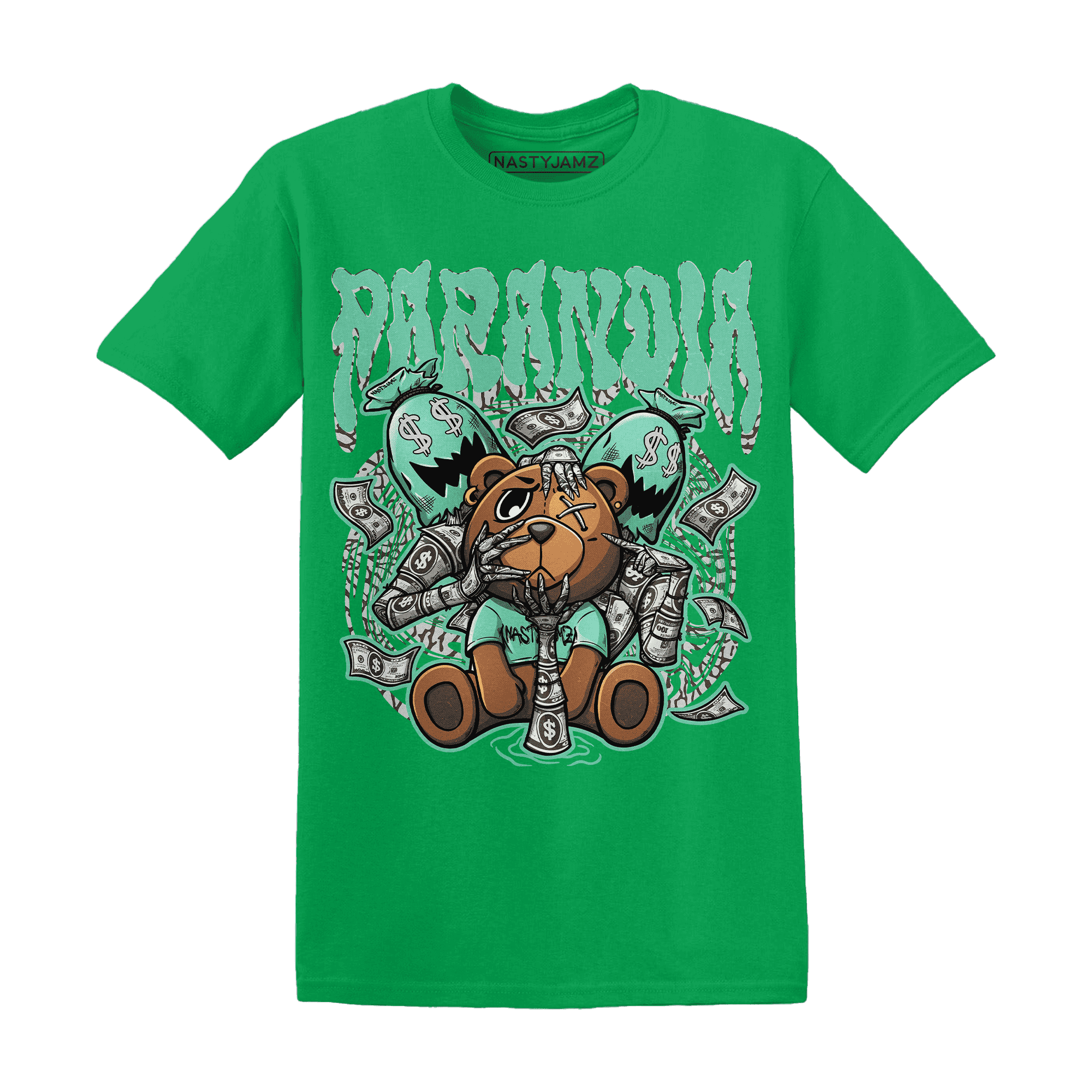 Green Glow 3s T Shirt Match Paranoia Money BER - NastyJamz
