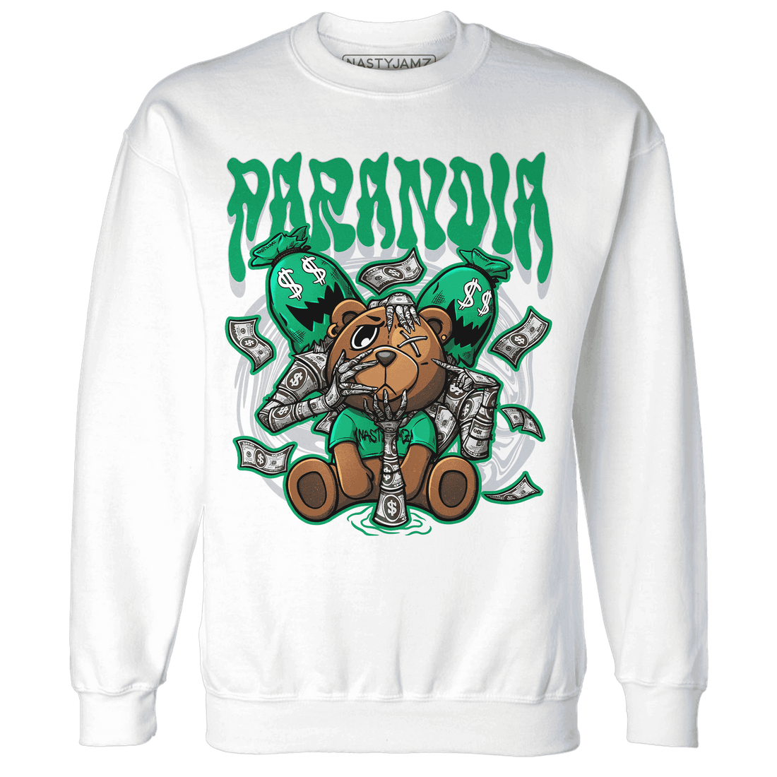 Lucky Green 5s Sweatshirt Match Paranoia Money BER - NastyJamz