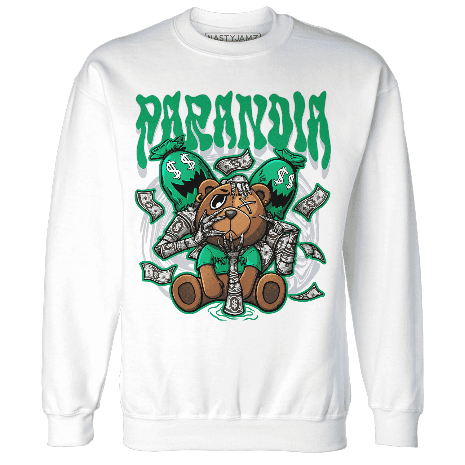 Lucky Green 5s Sweatshirt Match Paranoia Money BER - NastyJamz