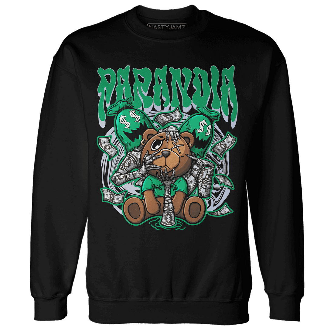 Lucky Green 5s Sweatshirt Match Paranoia Money BER - NastyJamz