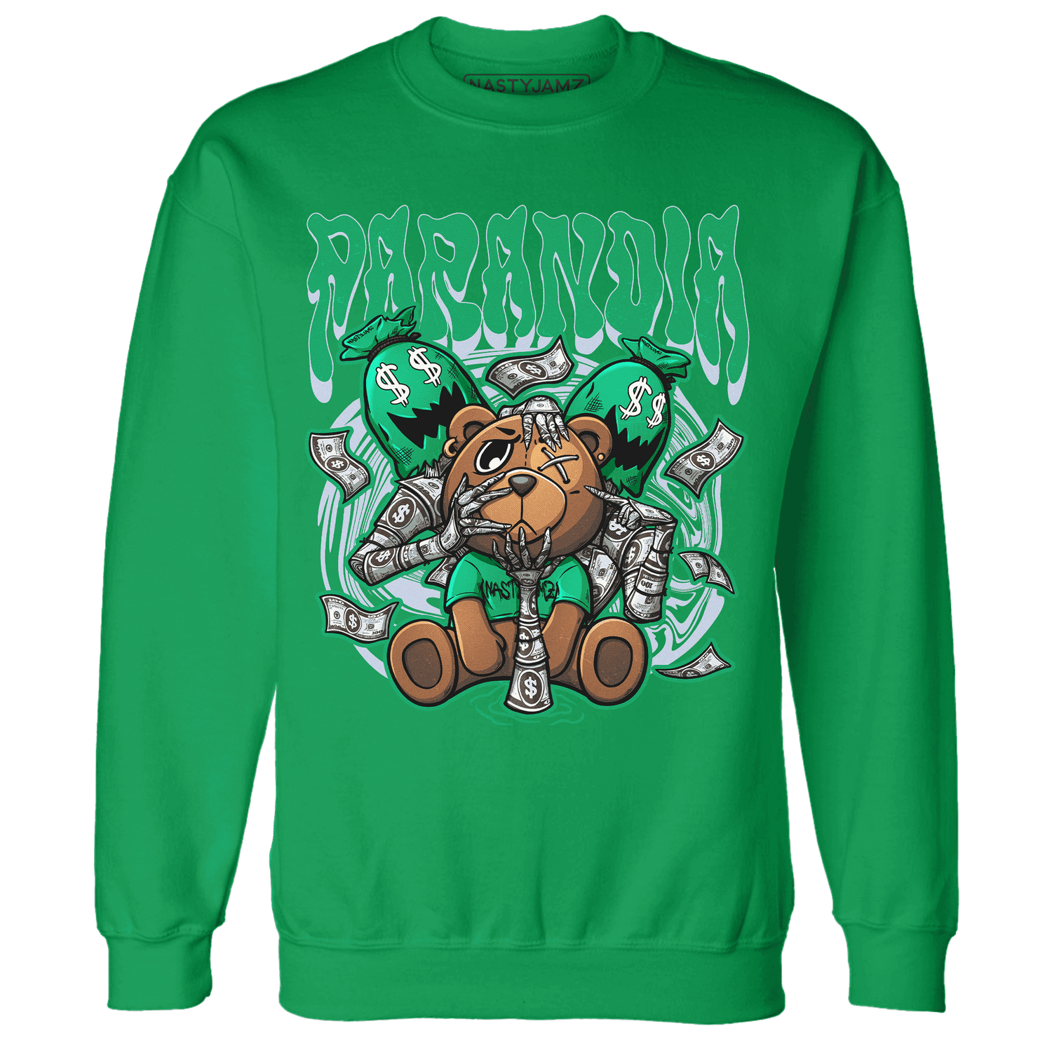 Lucky Green 5s Sweatshirt Match Paranoia Money BER - NastyJamz