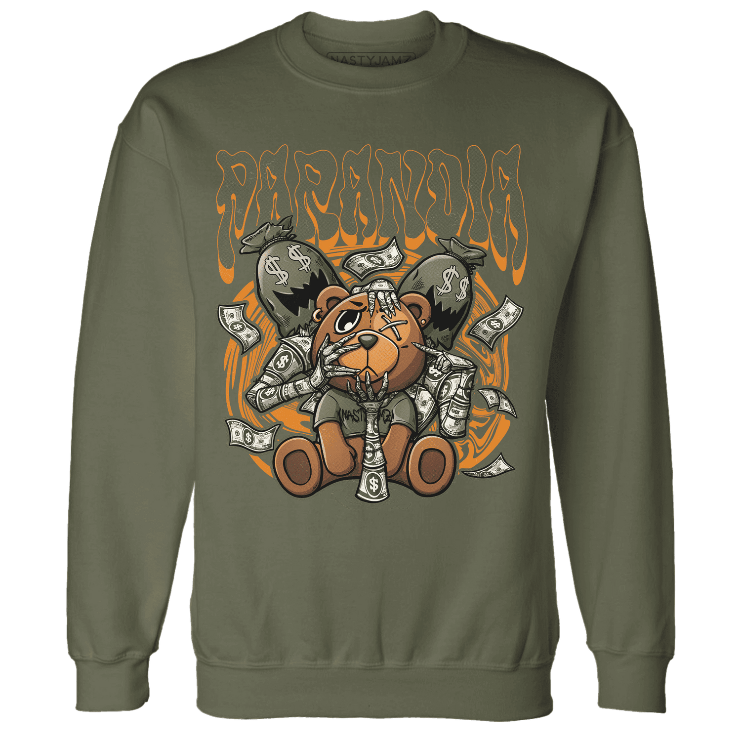 Olive 5s Sweatshirt Match Paranoia Money BER - NastyJamz