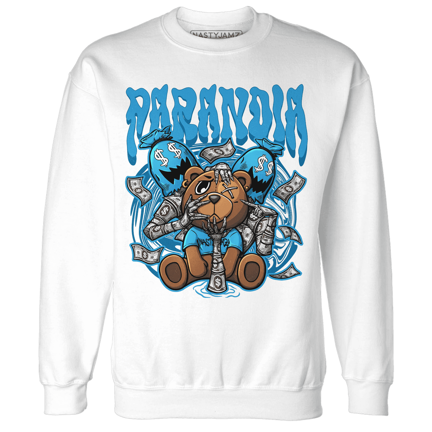 Powder Blue 9s Sweatshirt Match Paranoia Money BER - NastyJamz