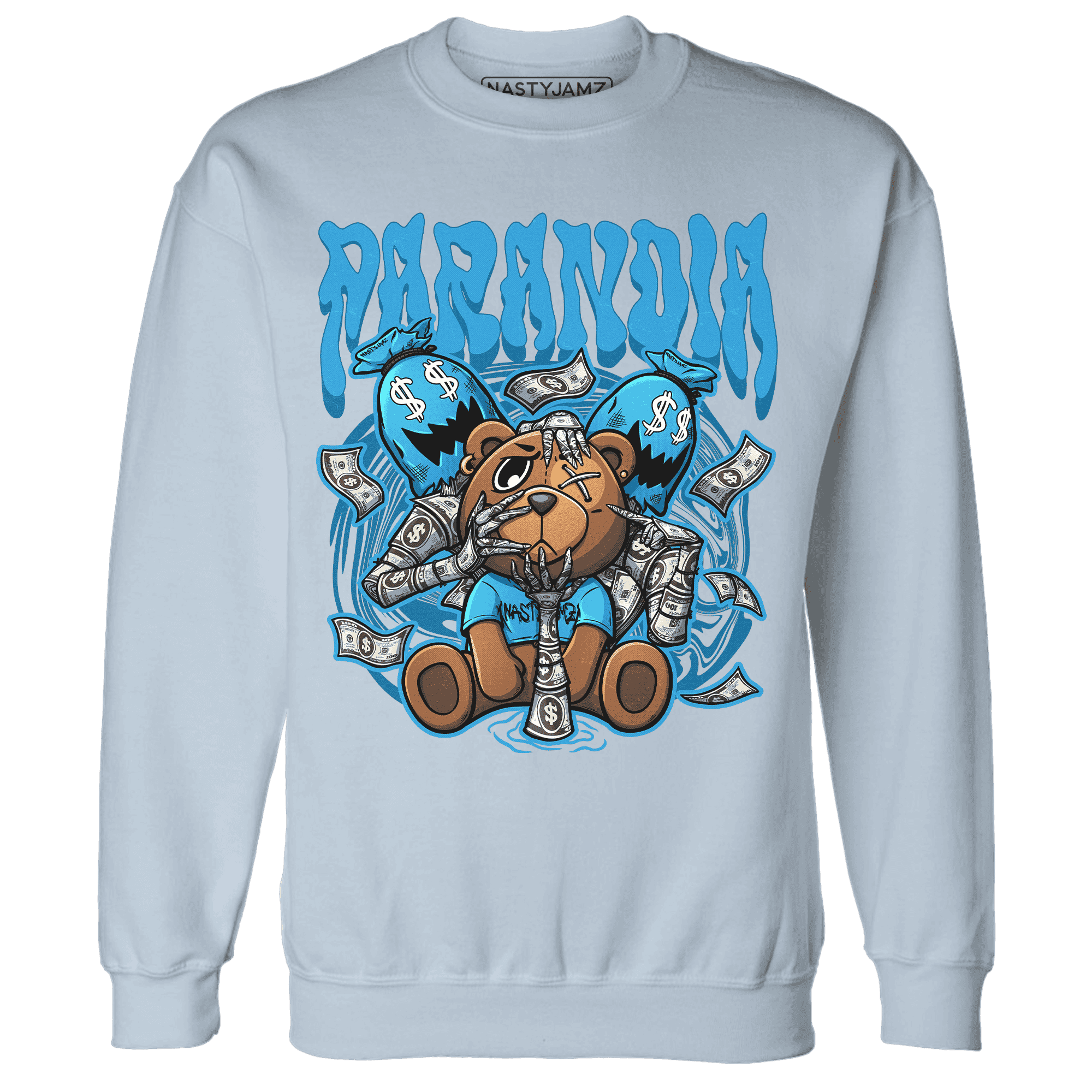 Powder Blue 9s Sweatshirt Match Paranoia Money BER - NastyJamz