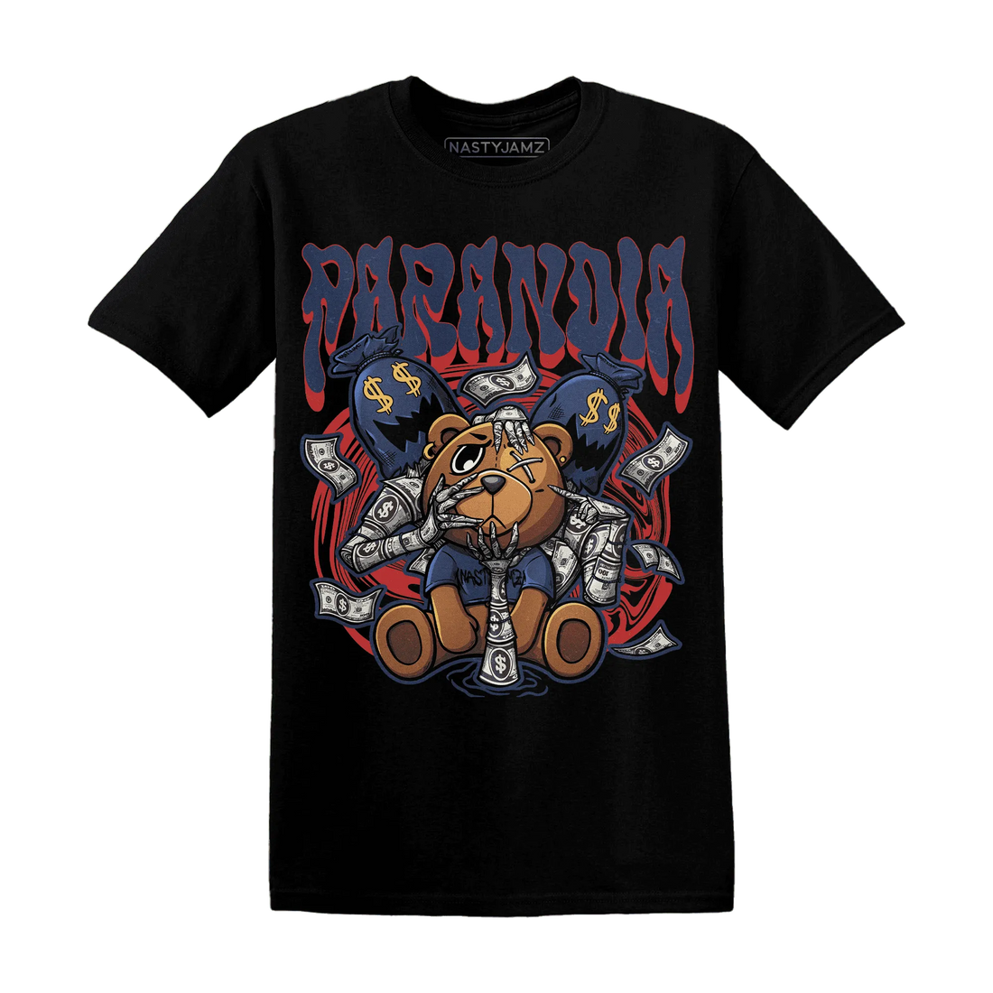 VaporMax-Air-Plus-Midnight-Navy-Gold-Black-NastyJamz-T-Shirt-Match-Paranoia-Money-BER