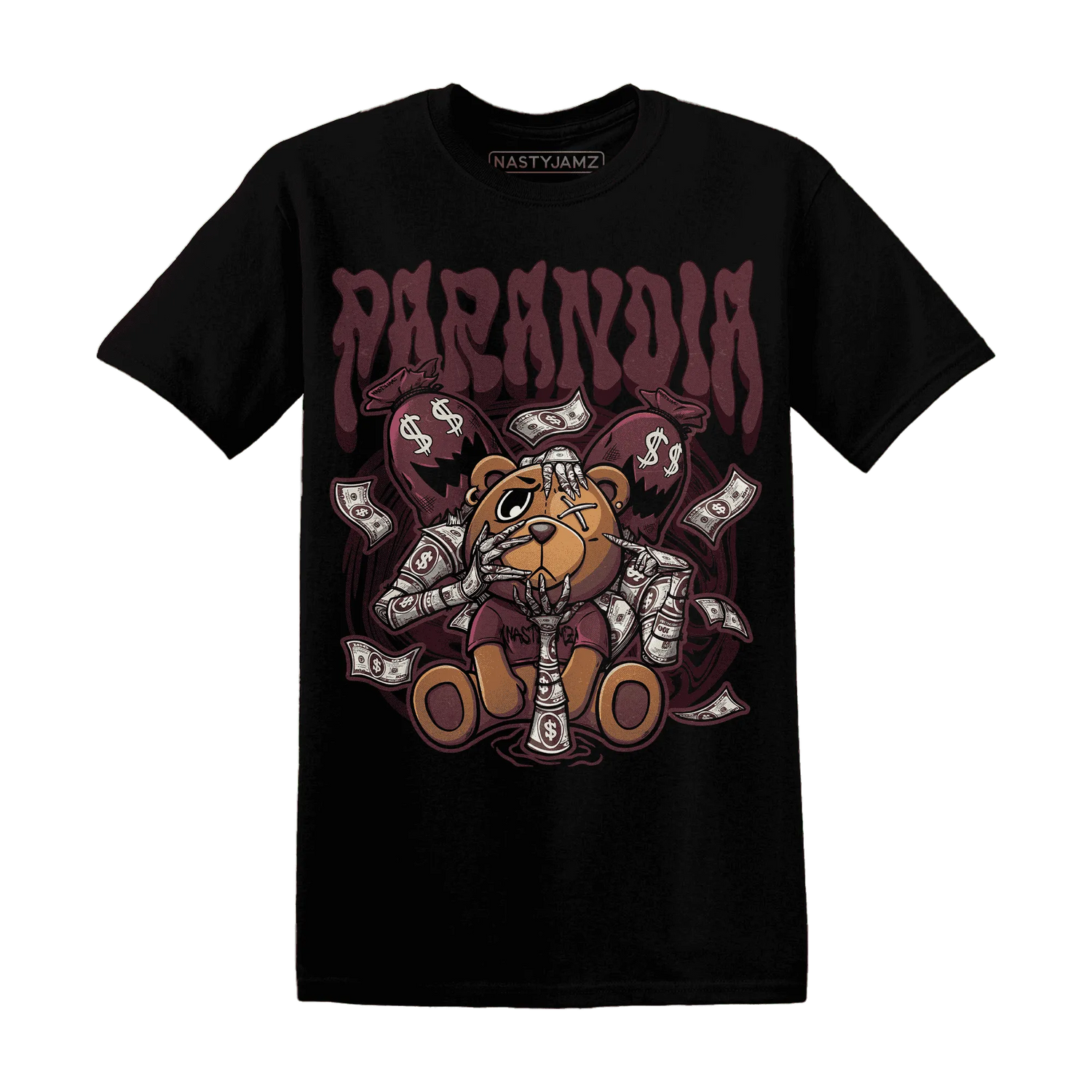 NastyJamz-VaporMax-Night-Maron-Burgundy-T-Shirt-Match-Paranoia-Money-BER