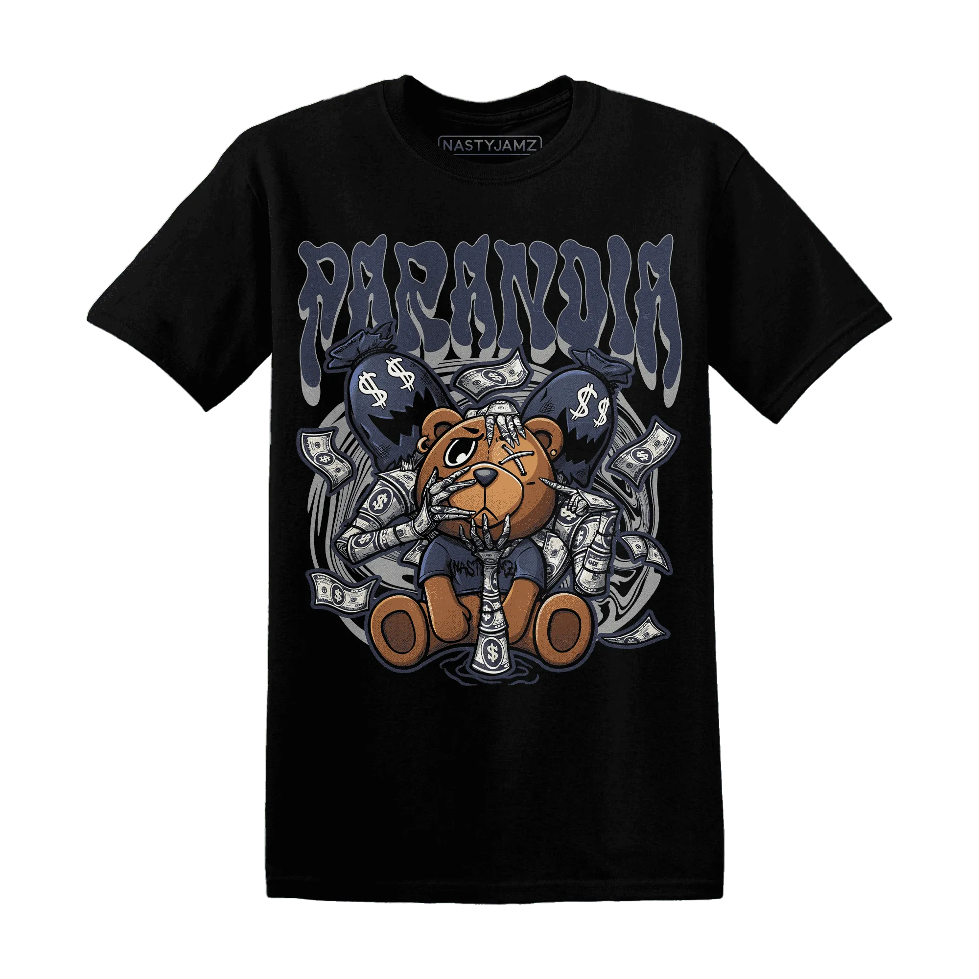 VaporMax-Plus-Midnight-Navy-White-Metallic-Silver-NastyJamz-T-Shirt-Match-Paranoia-Money-BER