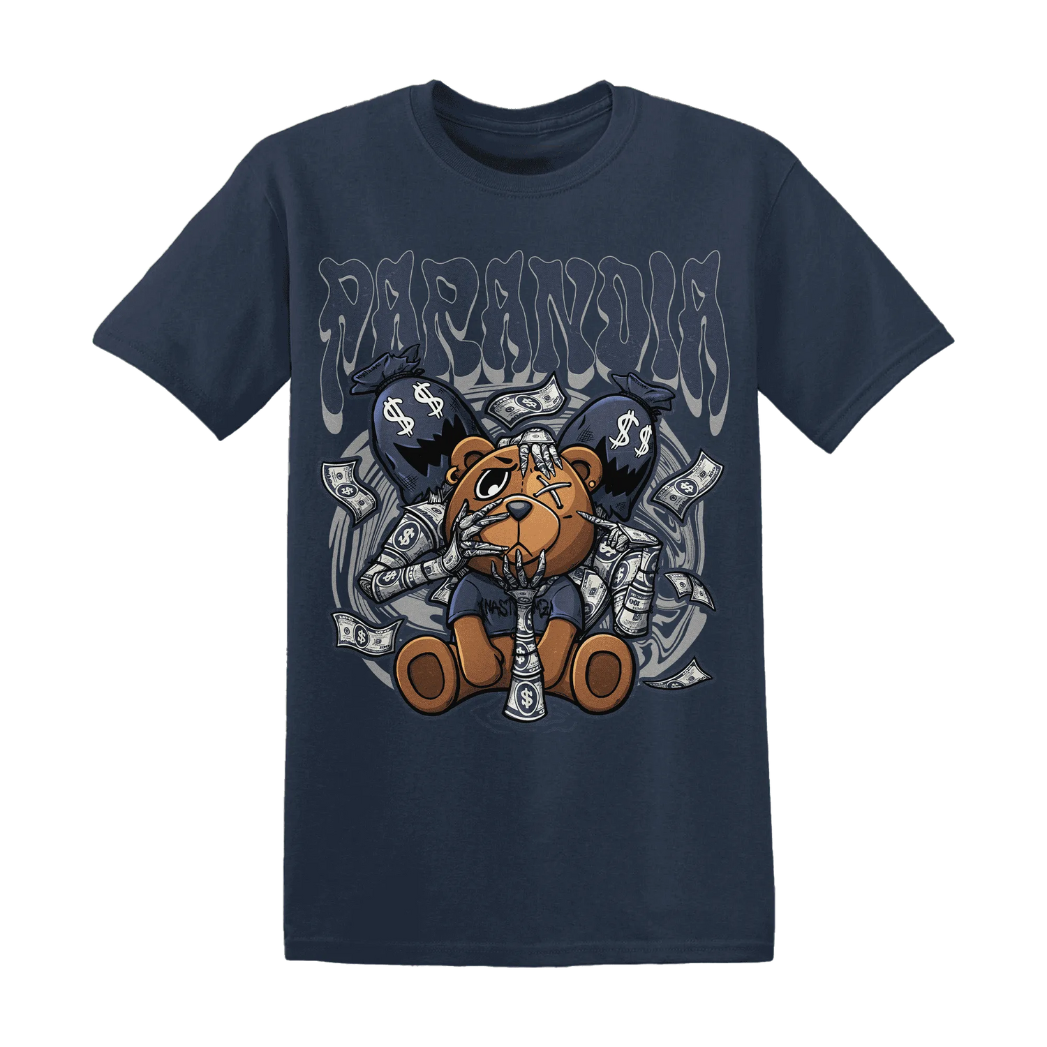 VaporMax-Plus-Midnight-Navy-White-Metallic-Silver-NastyJamz-T-Shirt-Match-Paranoia-Money-BER