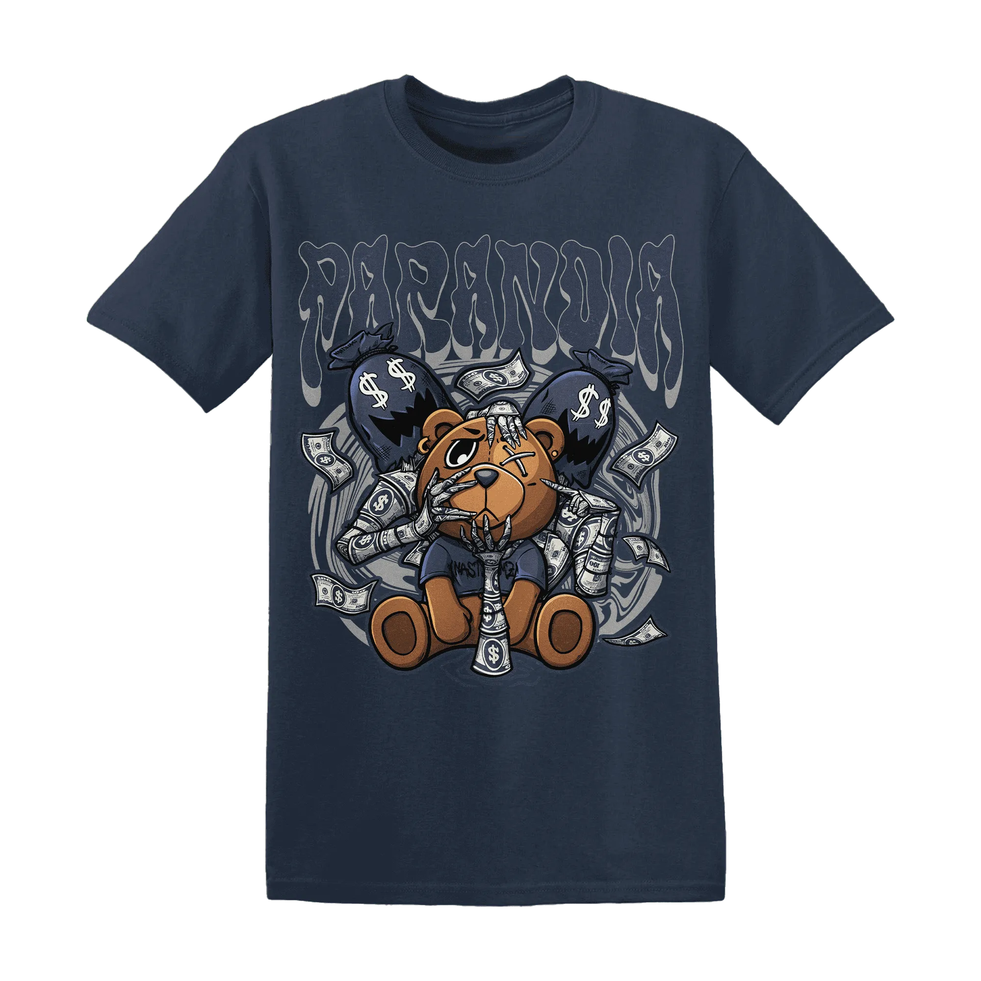 VaporMax-Plus-Midnight-Navy-White-Metallic-Silver-NastyJamz-T-Shirt-Match-Paranoia-Money-BER