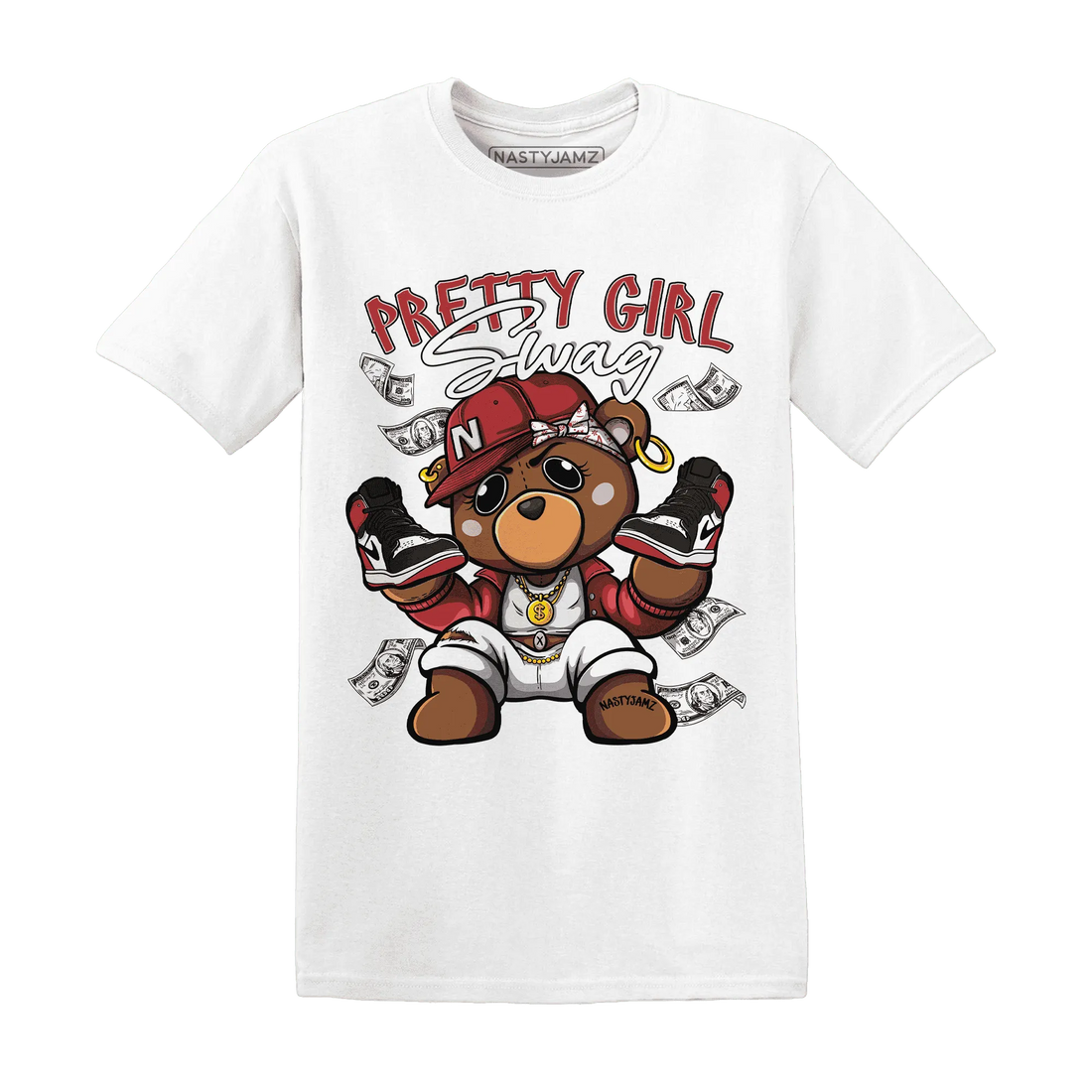 Black-Toe-Reimagined-Red-White-1s-NastyJamz-T-Shirt-Match-Pretty-BERNIE