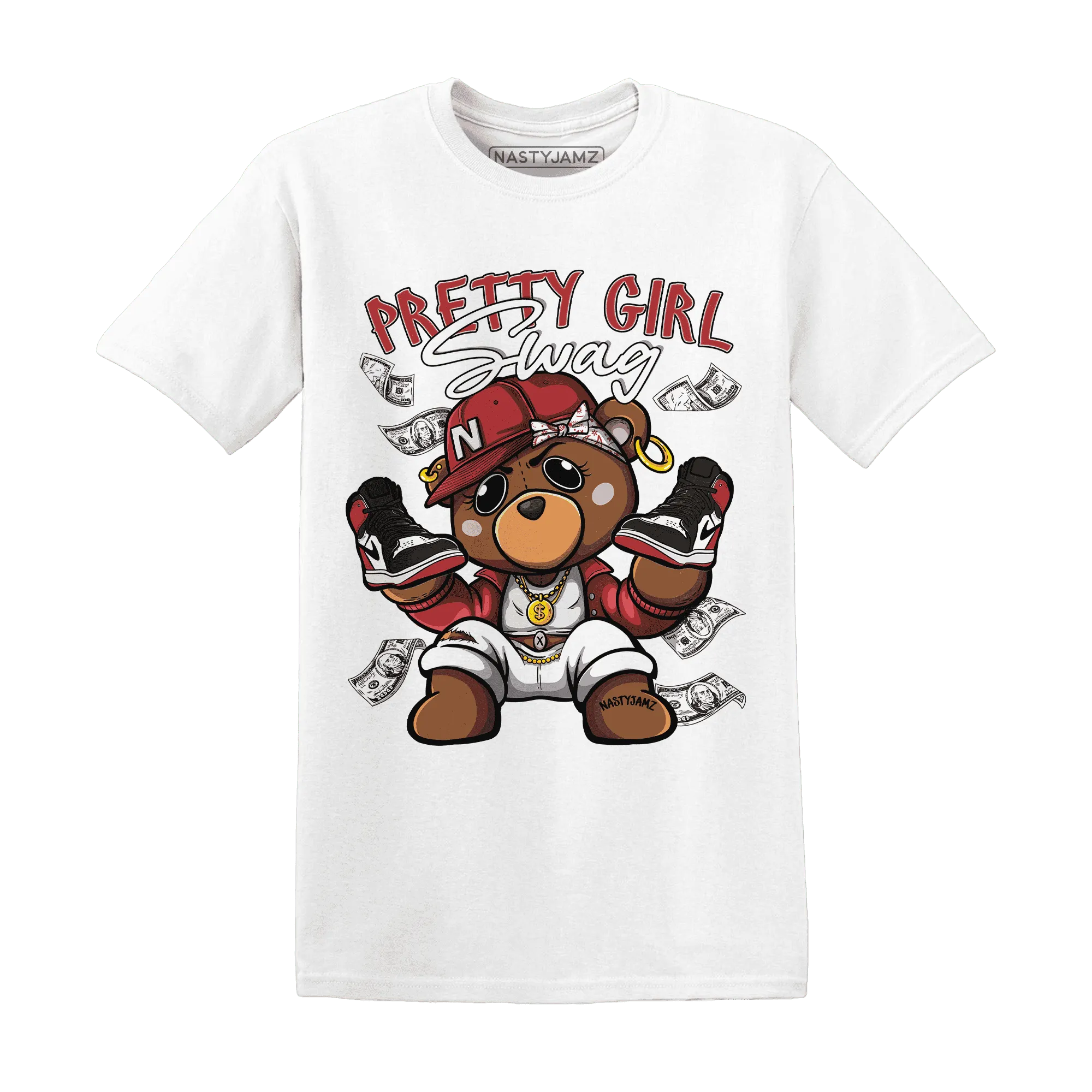 Black-Toe-Reimagined-Red-White-1s-NastyJamz-T-Shirt-Match-Pretty-BERNIE