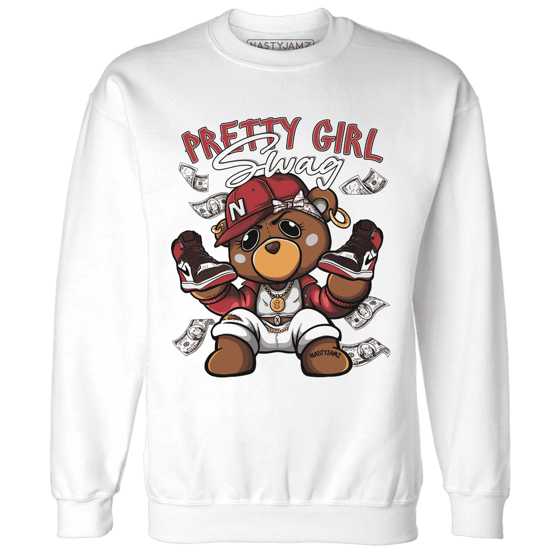 Black-Toe-Reimagined-Red-White-1s-NastyJamz-Sweatshirt-Match-Pretty-BERNIE