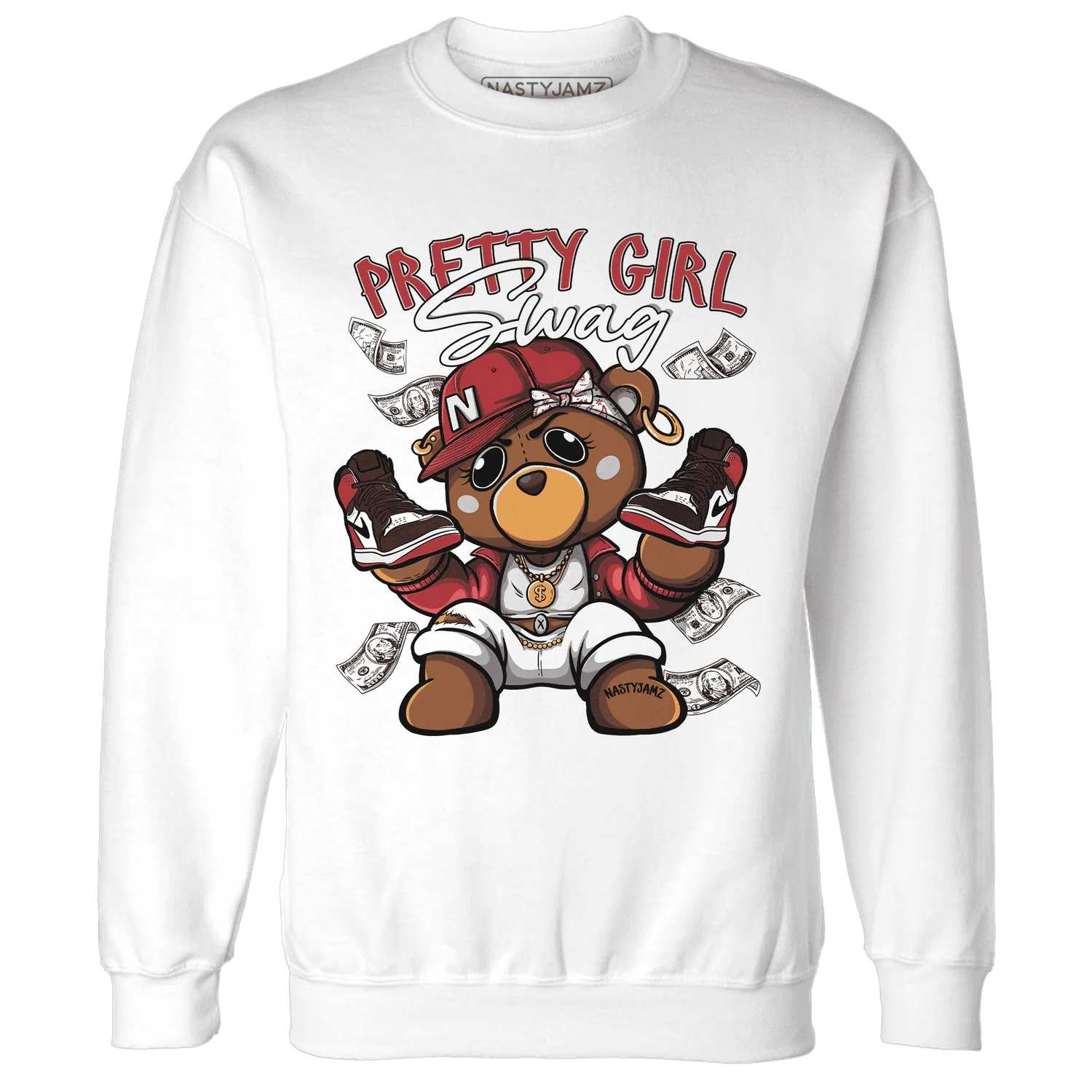Black-Toe-Reimagined-Red-White-1s-NastyJamz-Sweatshirt-Match-Pretty-BERNIE