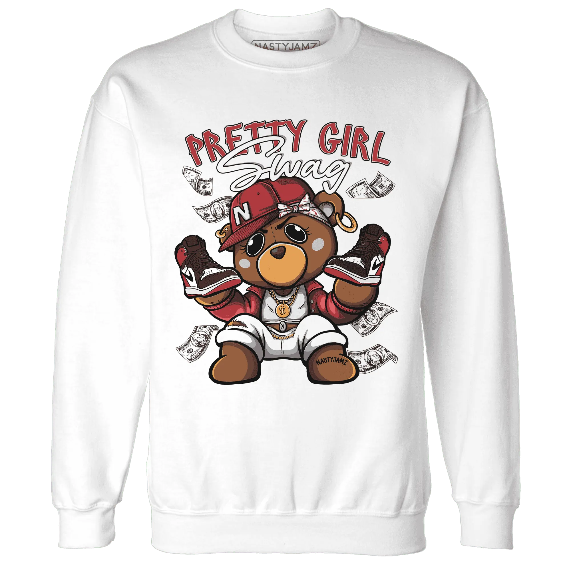 Black-Toe-Reimagined-Red-White-1s-NastyJamz-Sweatshirt-Match-Pretty-BERNIE