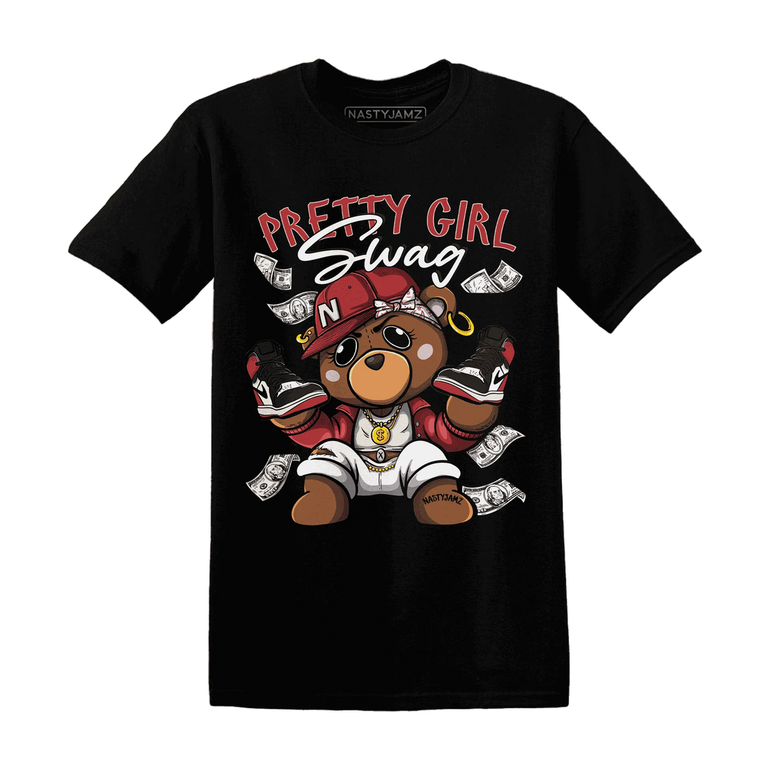 Black-Toe-Reimagined-Red-White-1s-NastyJamz-T-Shirt-Match-Pretty-BERNIE