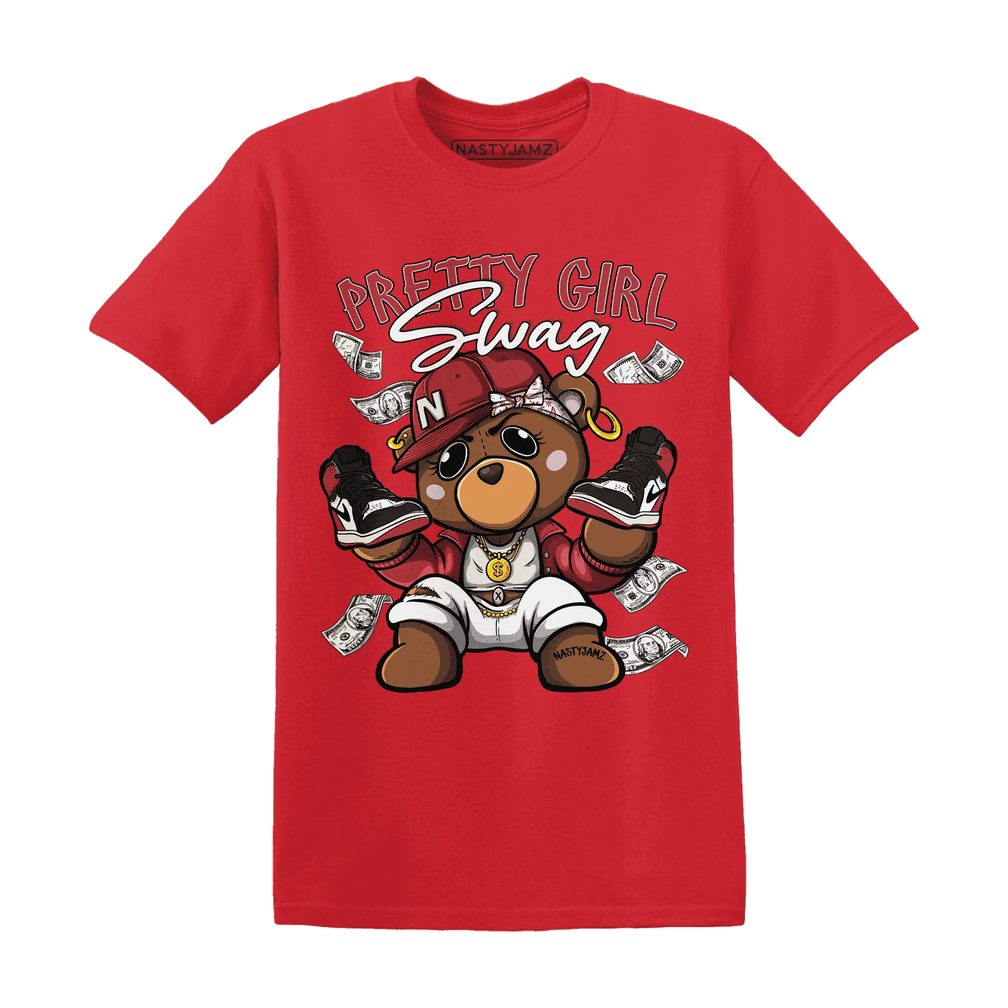 Black-Toe-Reimagined-Red-White-1s-NastyJamz-T-Shirt-Match-Pretty-BERNIE