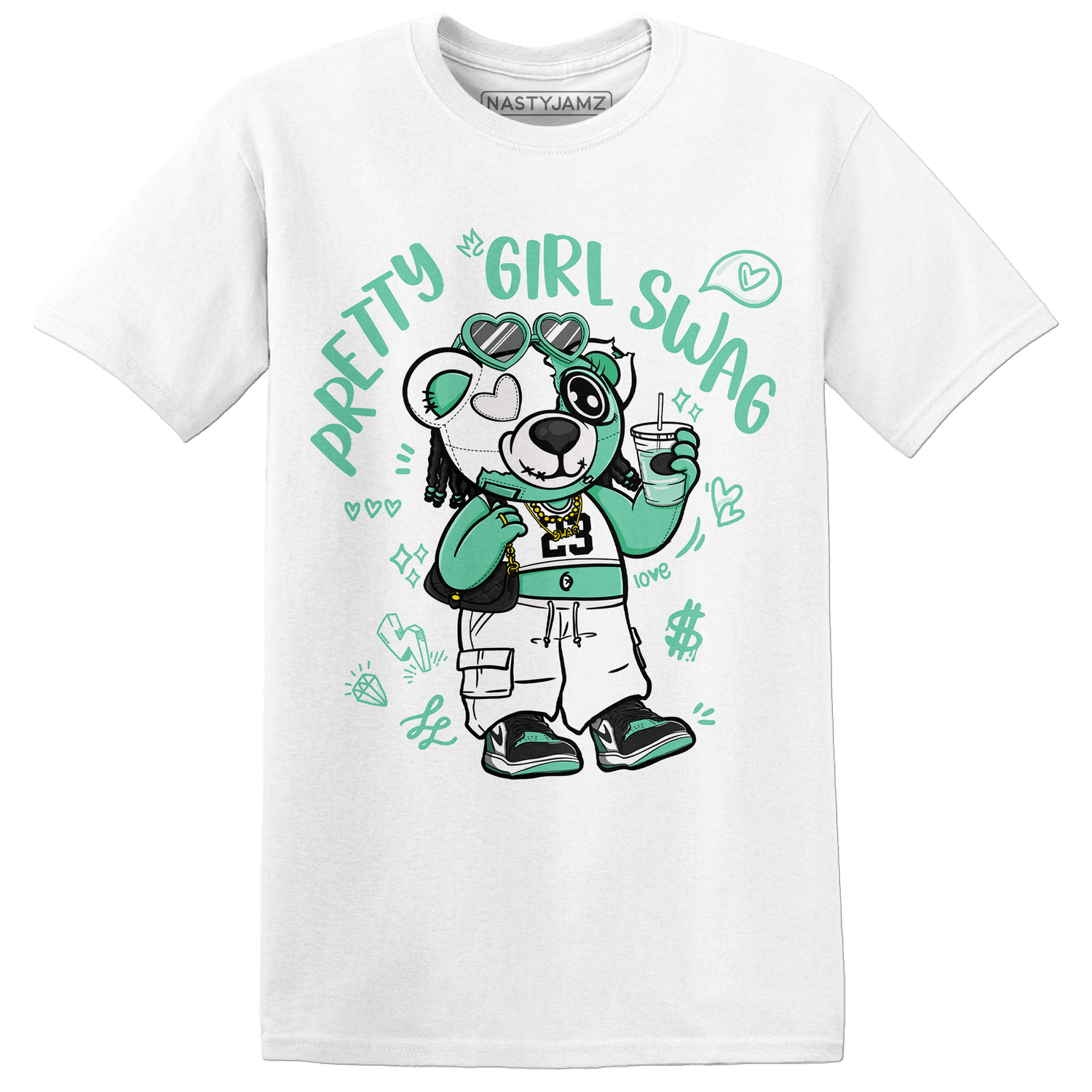 High OG Green Glow 1s T Shirt Match Pretty Girl Swag BER - NastyJamz