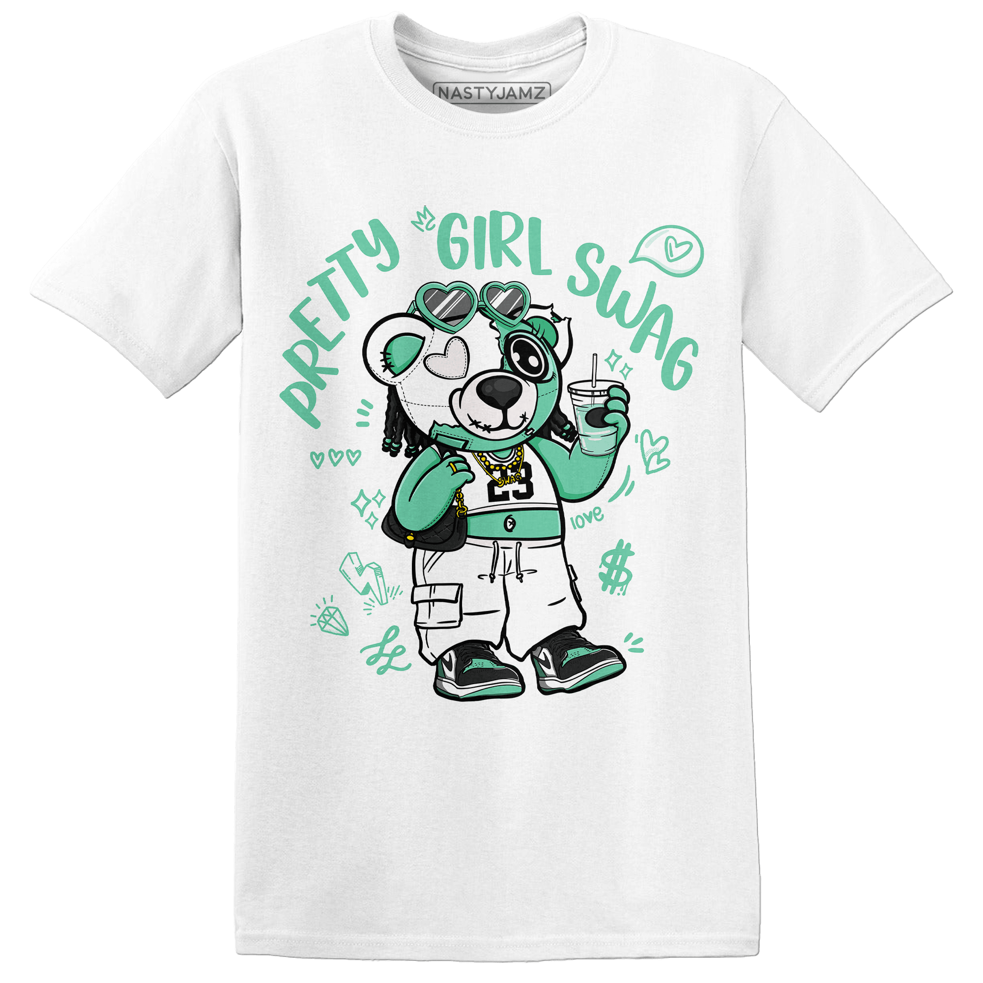 High OG Green Glow 1s T Shirt Match Pretty Girl Swag BER - NastyJamz