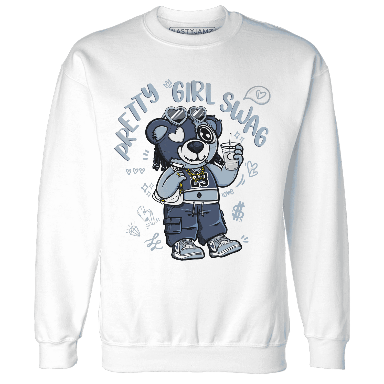 Mid Diffused Blue Grey 1s Sweatshirt Match Pretty Girl Swag BER - NastyJamz