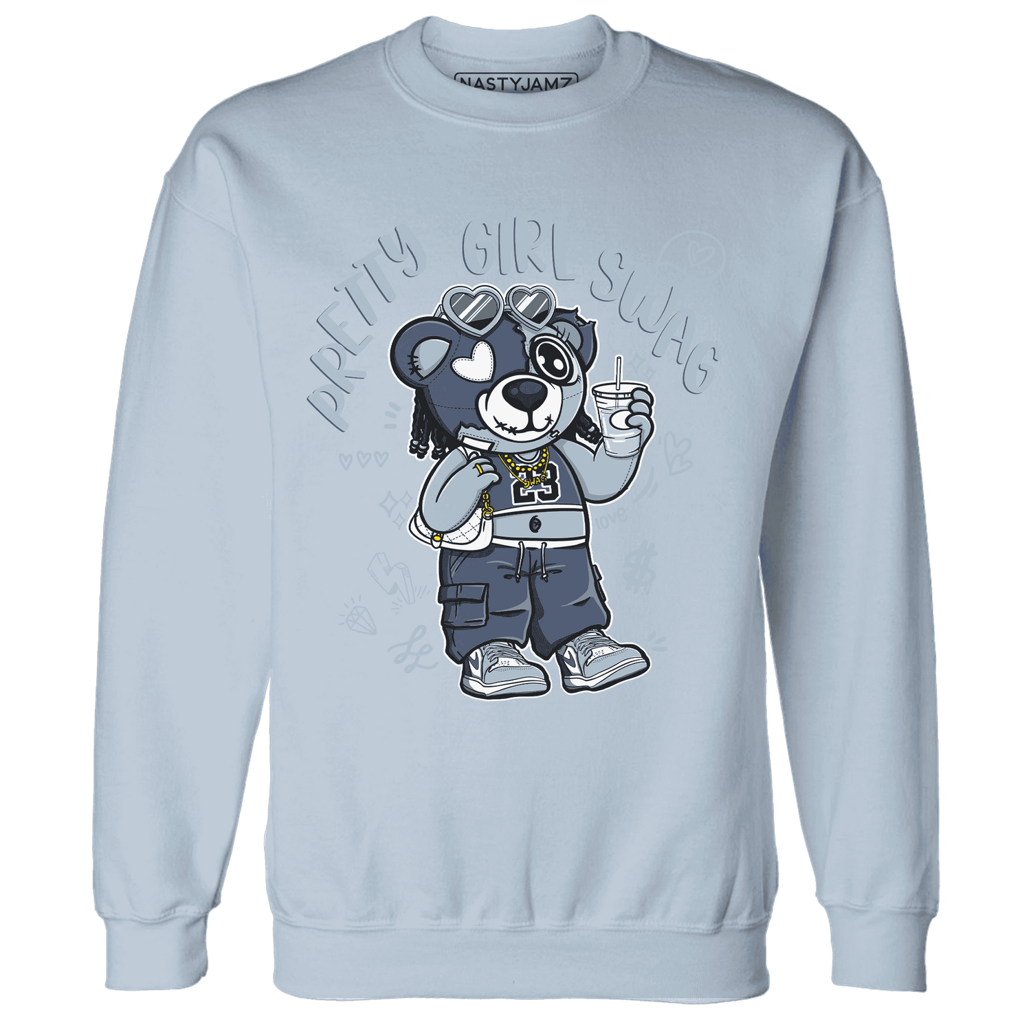 Mid Diffused Blue Grey 1s Sweatshirt Match Pretty Girl Swag BER - NastyJamz