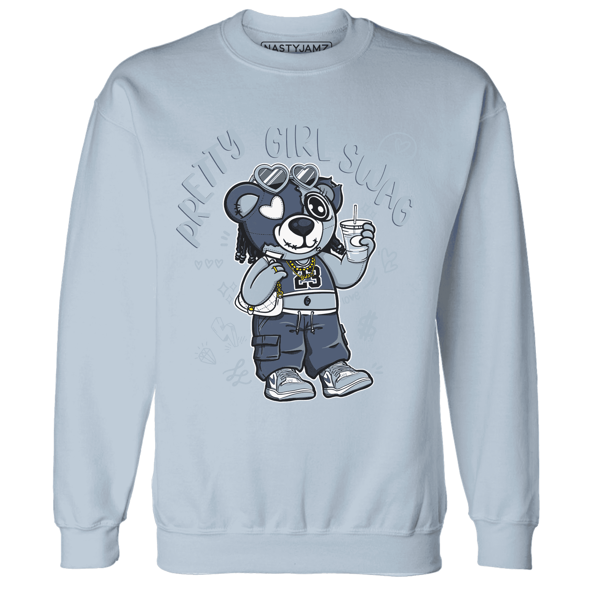 Mid Diffused Blue Grey 1s Sweatshirt Match Pretty Girl Swag BER - NastyJamz