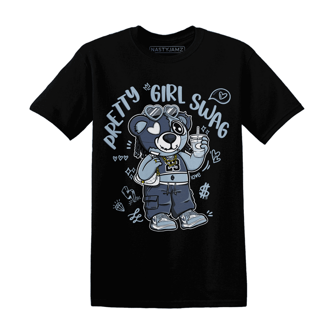 Mid Diffused Blue Grey 1s T Shirt Match Pretty Girl Swag BER - NastyJamz