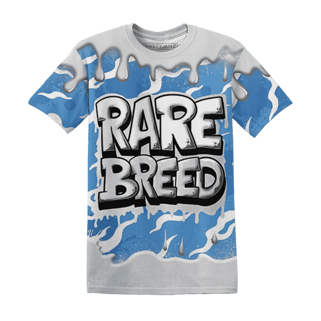 Carolina-Blue-Univercitii-17s-T-Shirt-Match-Rare-Breed-3D-Drippin