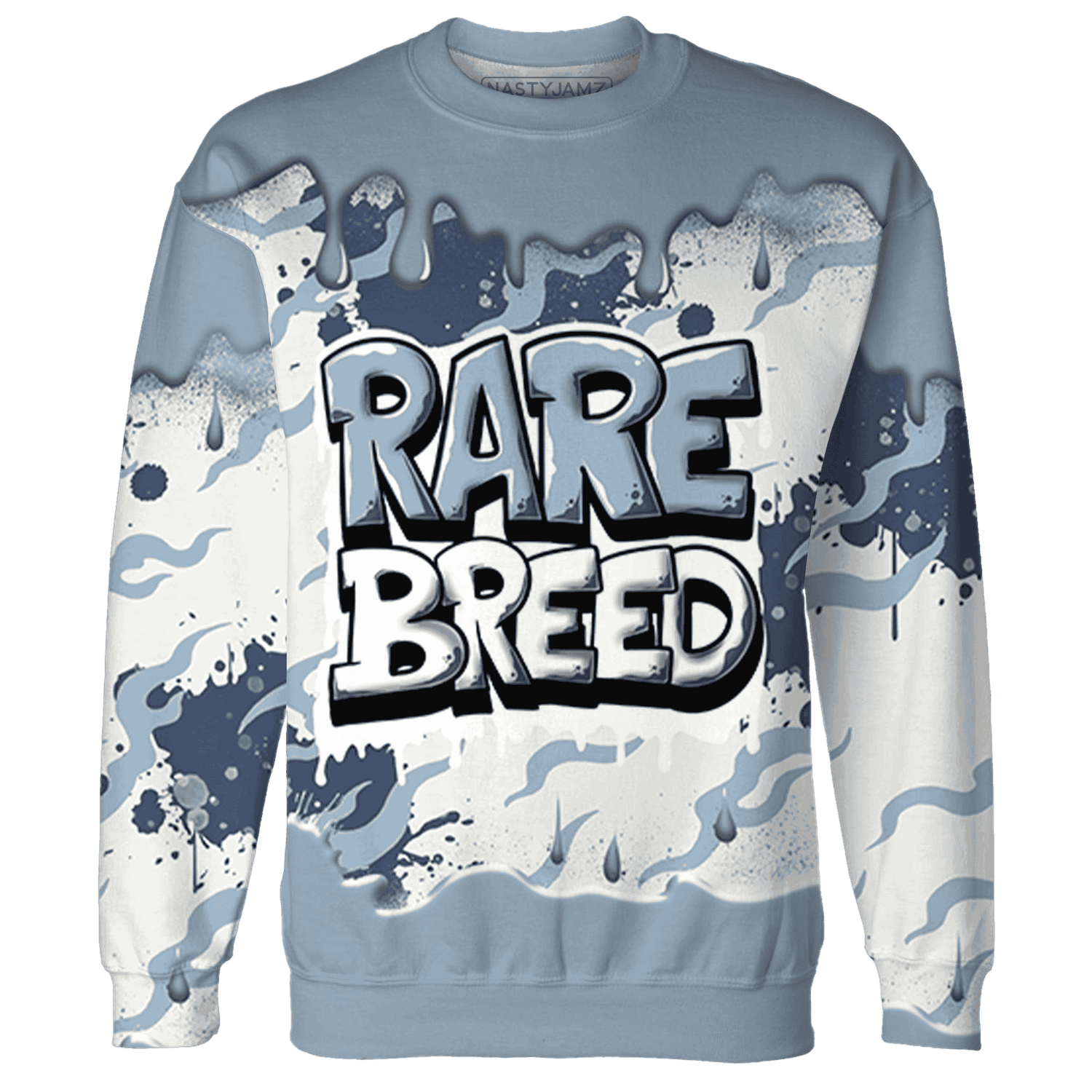 Mid Diffused Blue Grey 1s Sweatshirt Match Rare Breed 3D All-Over Print Drippin - NastyJamz