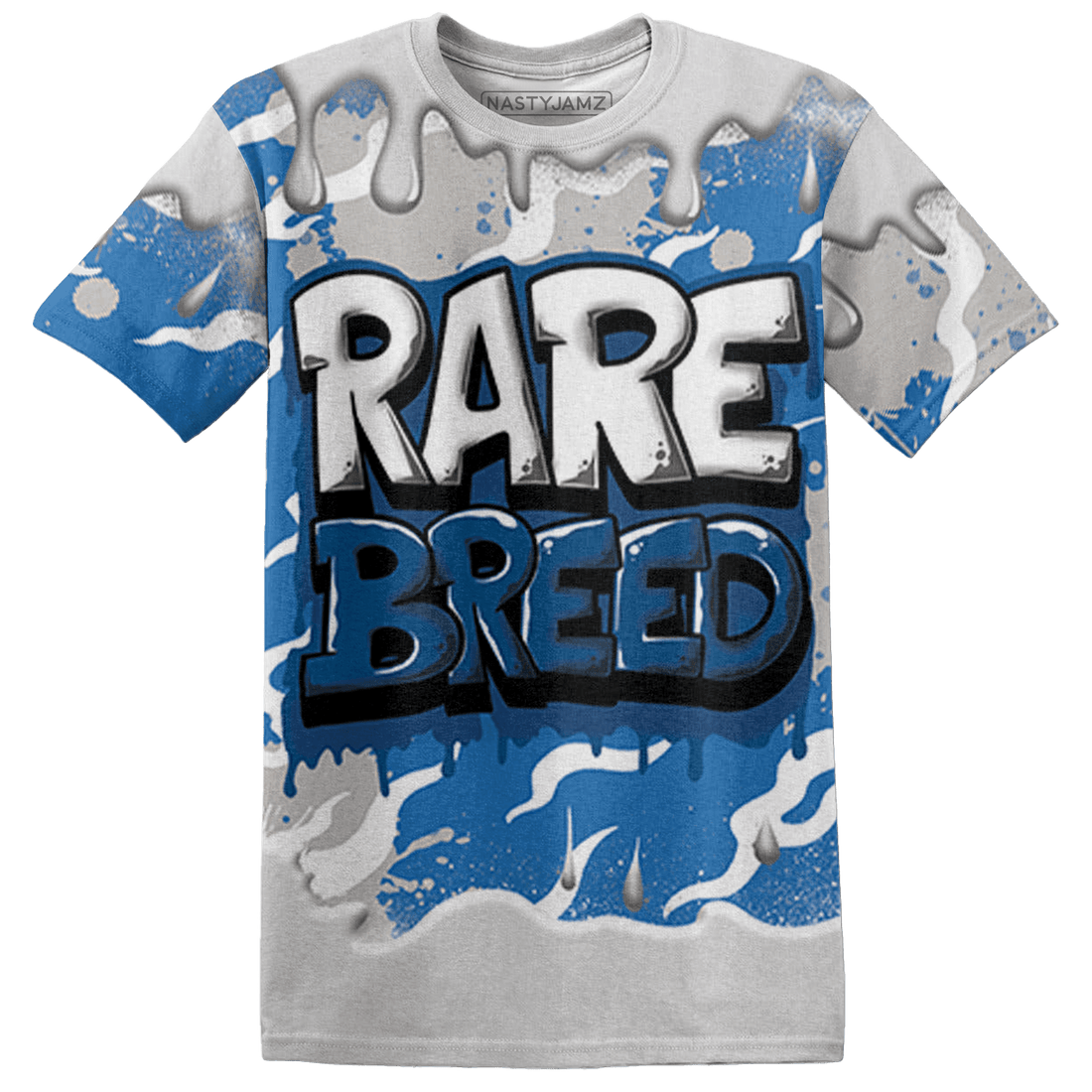 Industrial Blue 4s T Shirt Match Rare Breed 3D All-Over Print Drippin - NastyJamz