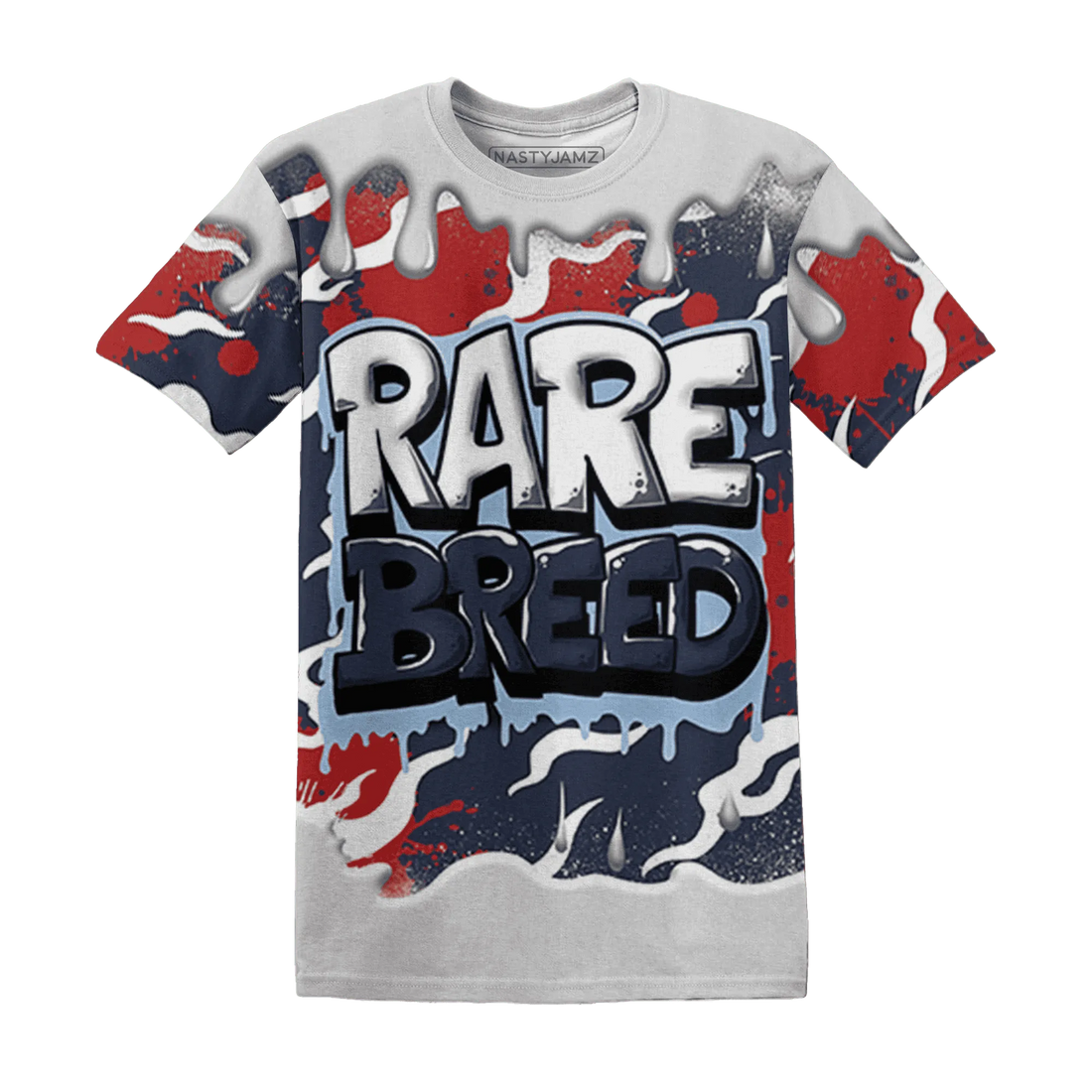 White-Navy-6s-T-Shirt-Match-Rare-Breed-3D-Drippin