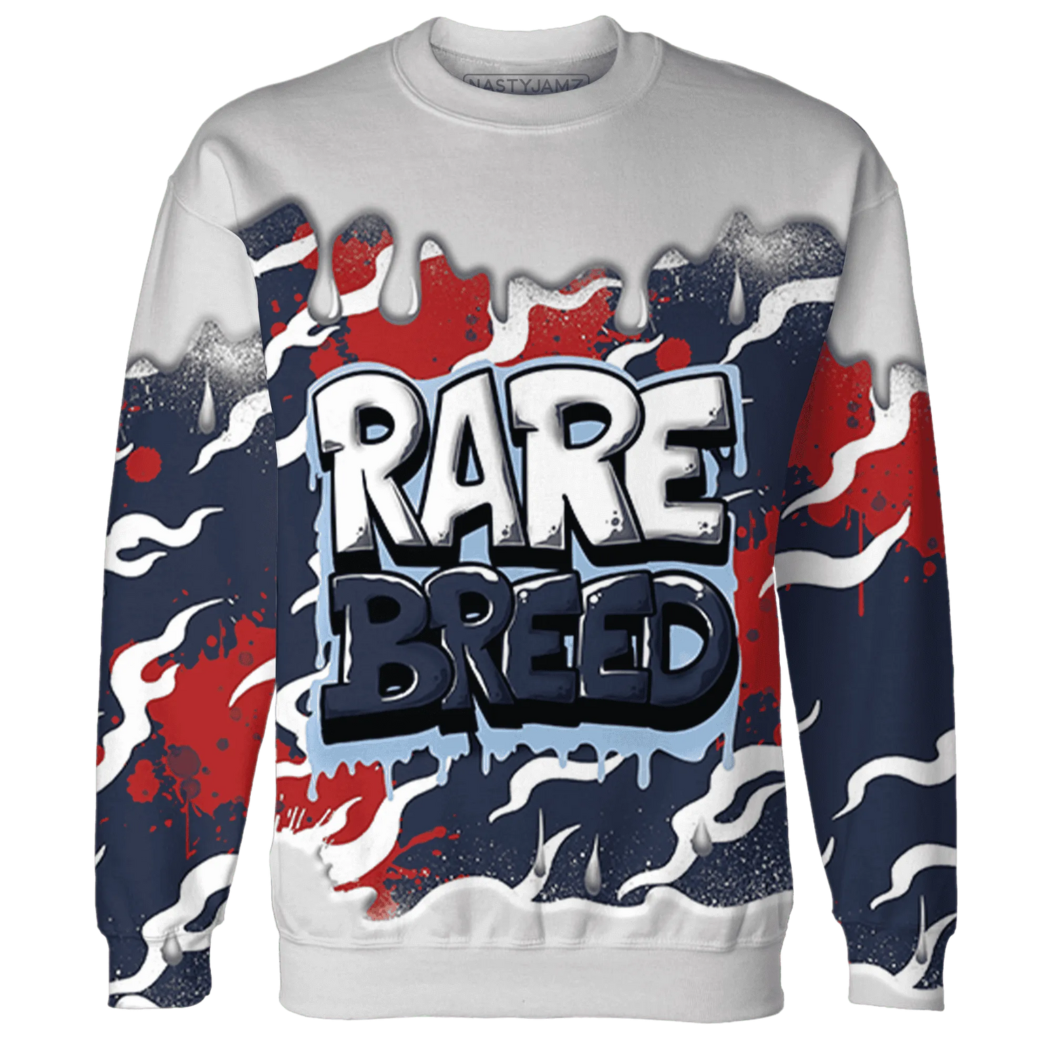 White-Navy-6s-Sweatshirt-Match-Rare-Breed-3D-Drippin