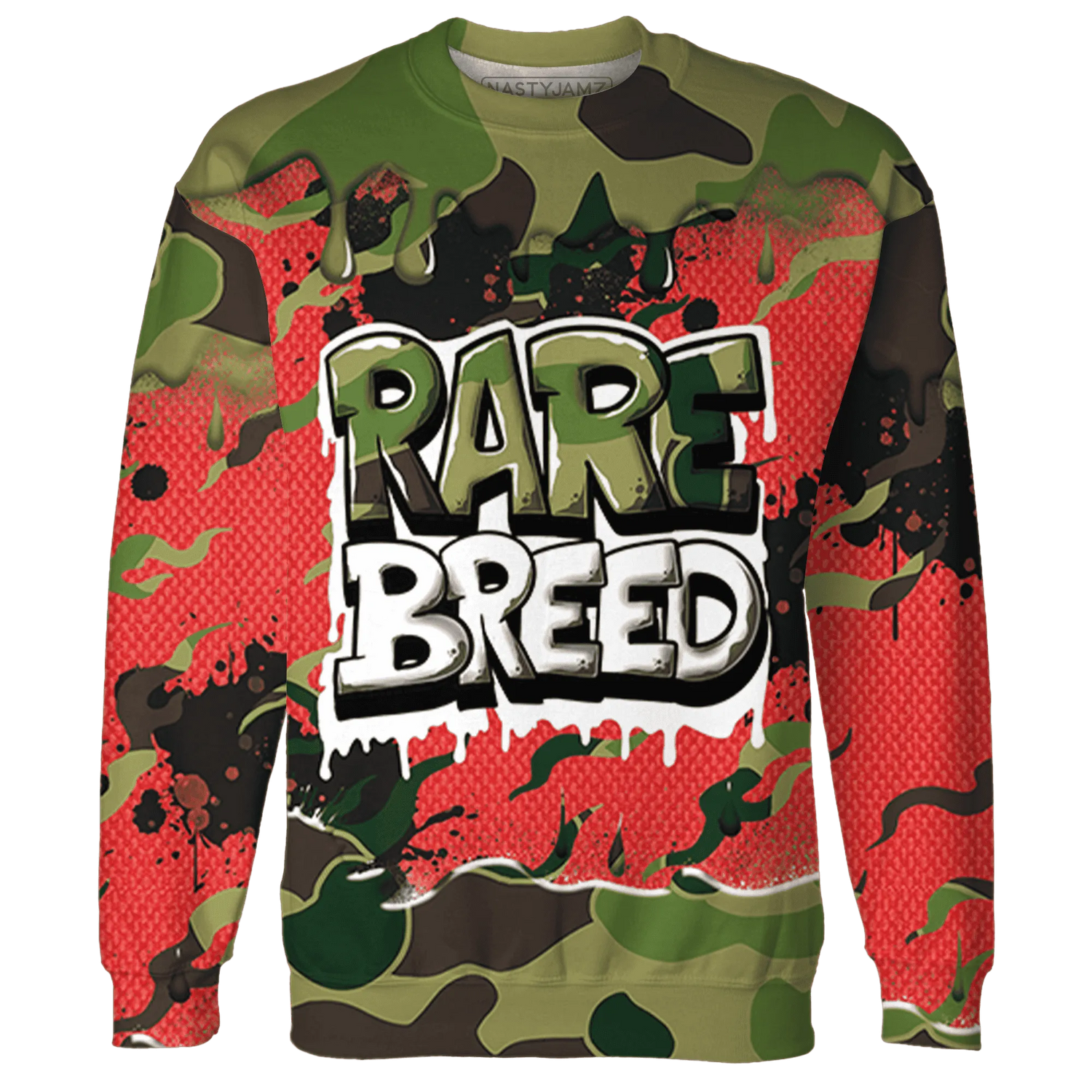 AM-90-Dark-Sage-Solar-Red-NastyJamz-Sweatshirt-Match-Rare-Breed-3D-Drippin