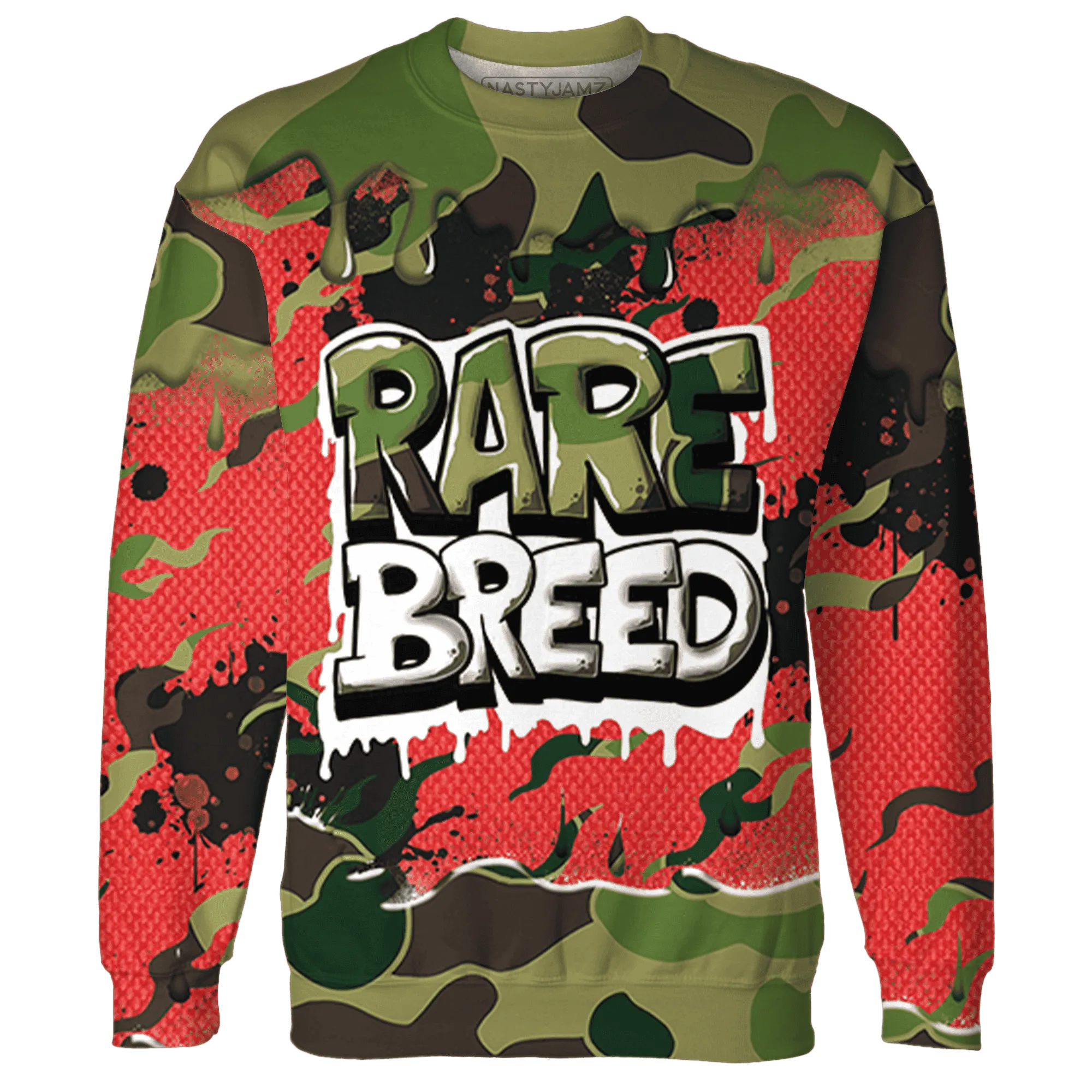 AM-90-Dark-Sage-Solar-Red-NastyJamz-Sweatshirt-Match-Rare-Breed-3D-Drippin