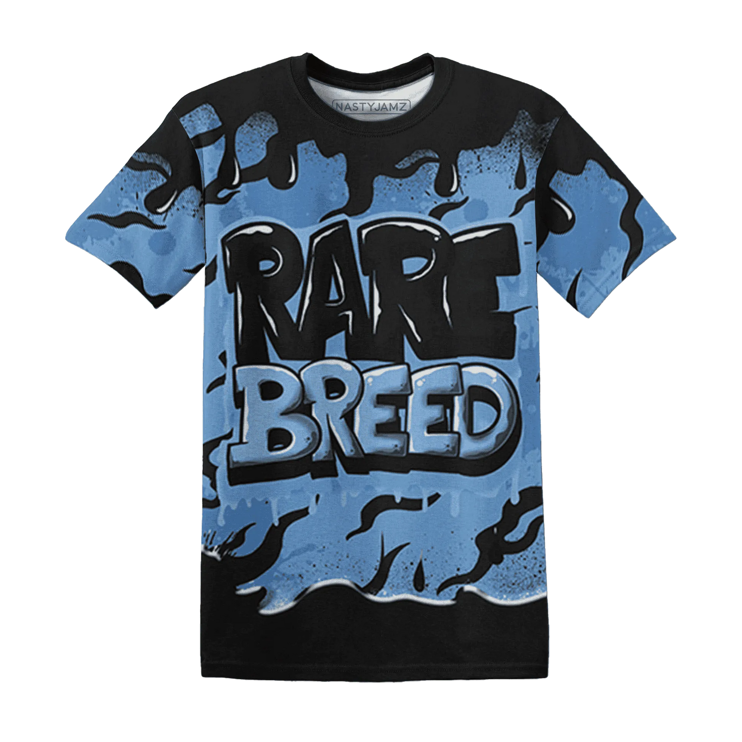 AM-Plus-Black-Univercitii-Blue-T-Shirt-Match-Rare-Breed-3D-Drippin