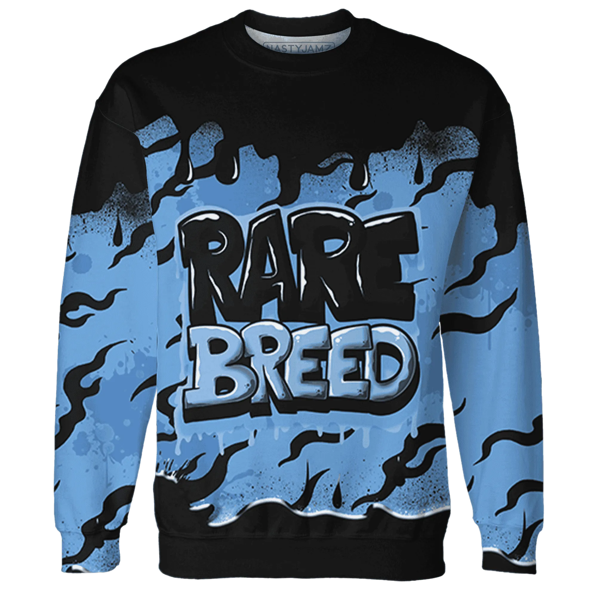 AM-Plus-Black-Univercitii-Blue-Sweatshirt-Match-Rare-Breed-3D-Drippin