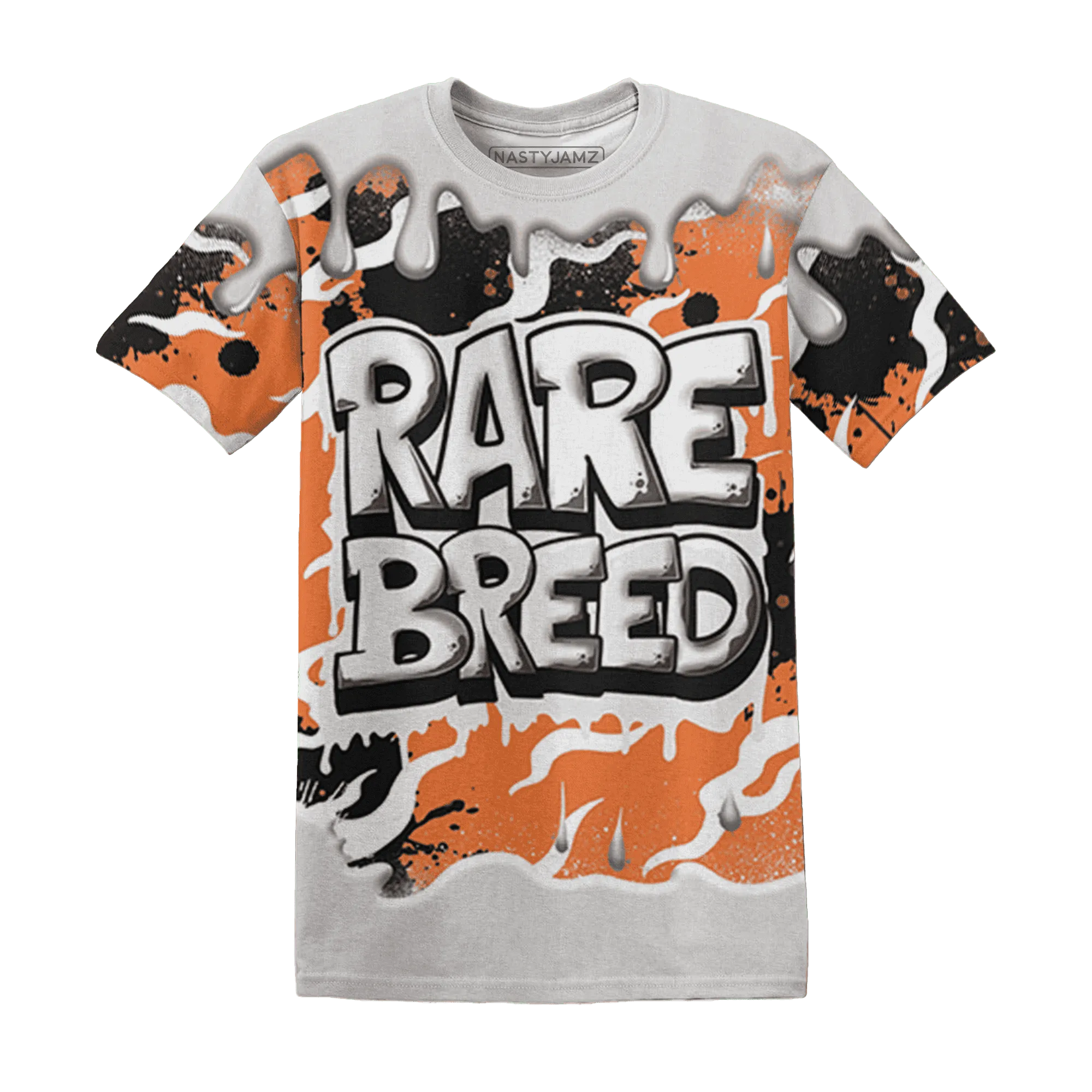 AM-TW-White-Orange-T-Shirt-Match-Rare-Breed-3D-Drippin