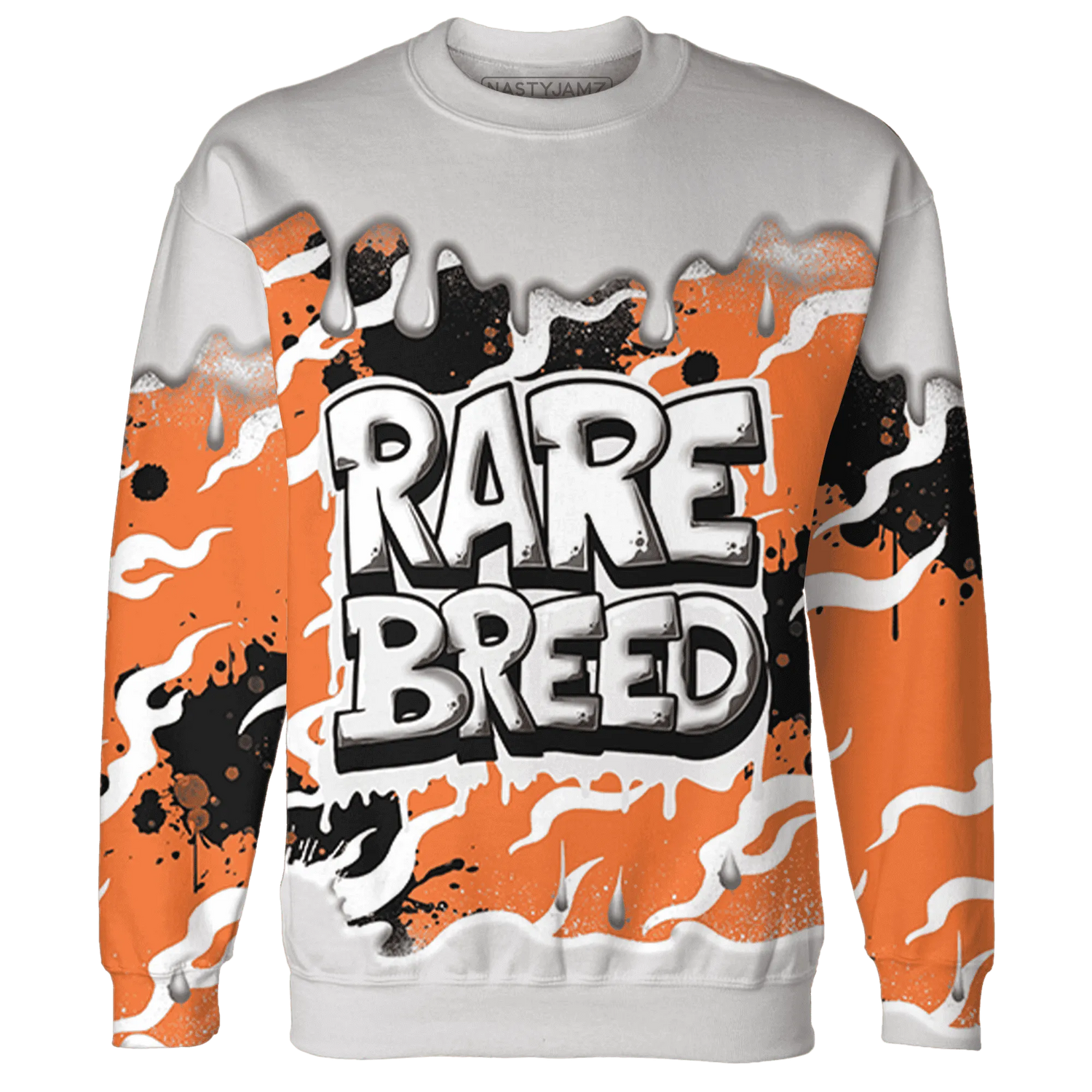 AM-TW-White-Orange-Sweatshirt-Match-Rare-Breed-3D-Drippin