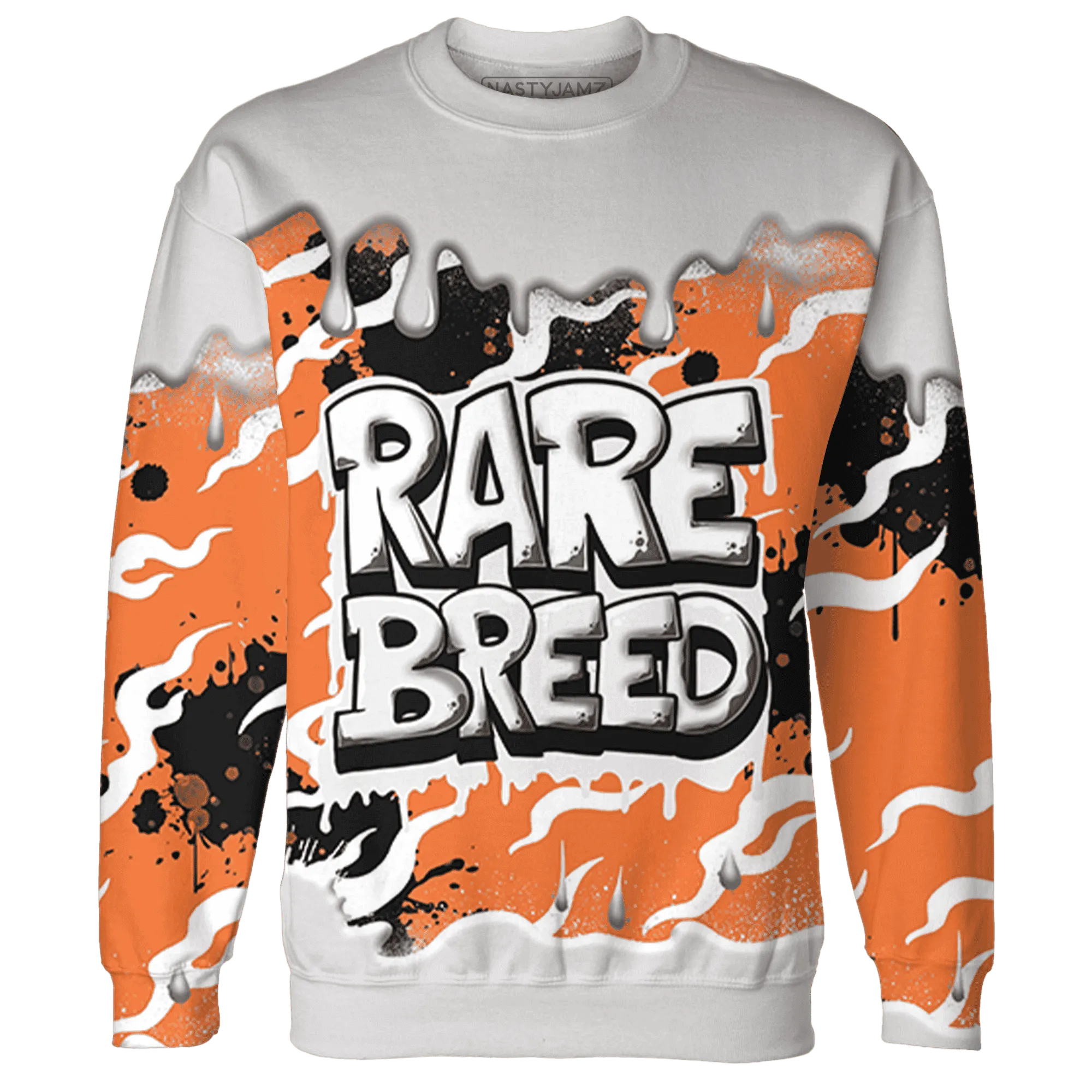 AM-TW-White-Orange-Sweatshirt-Match-Rare-Breed-3D-Drippin