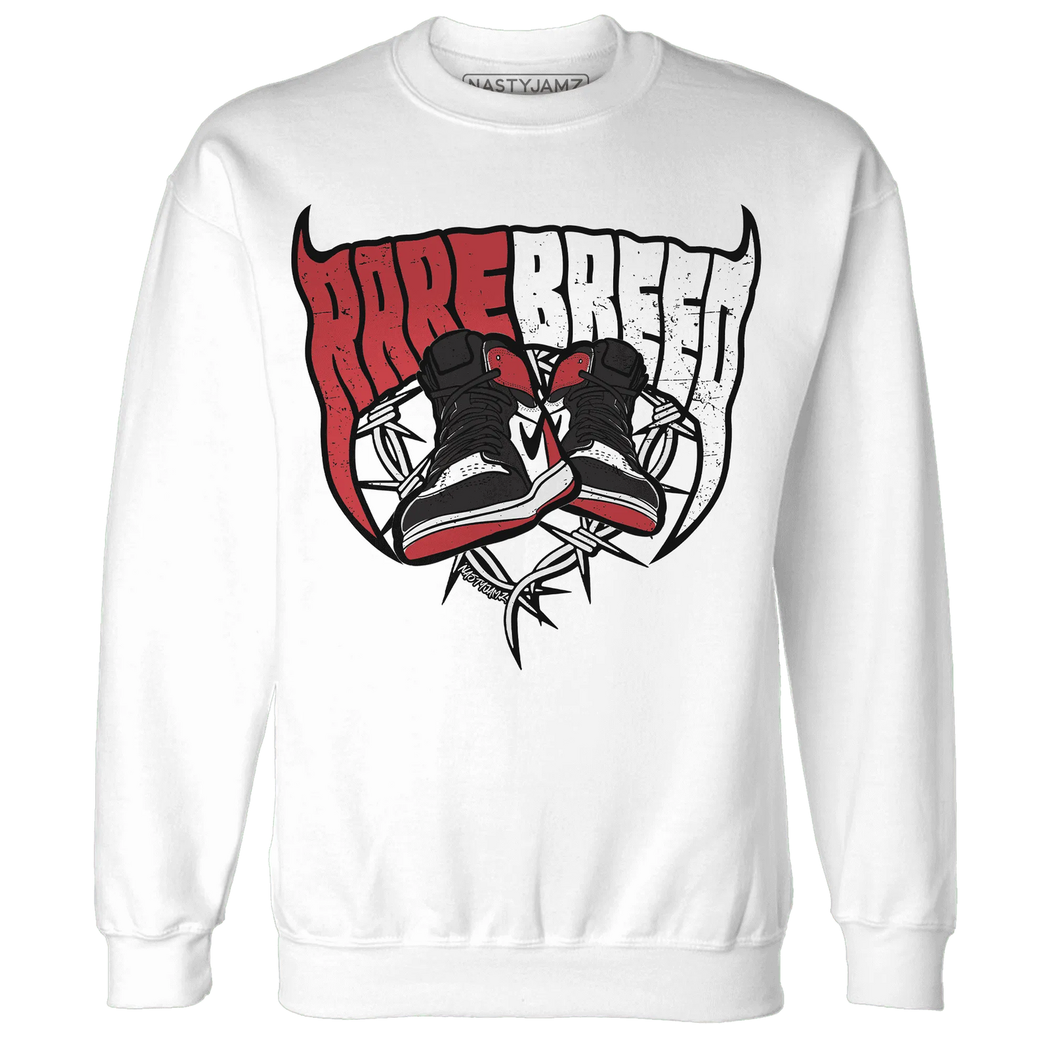 Black-Toe-Reimagined-Red-White-1s-NastyJamz-Sweatshirt-Match-Rare-Breed-Sneaker