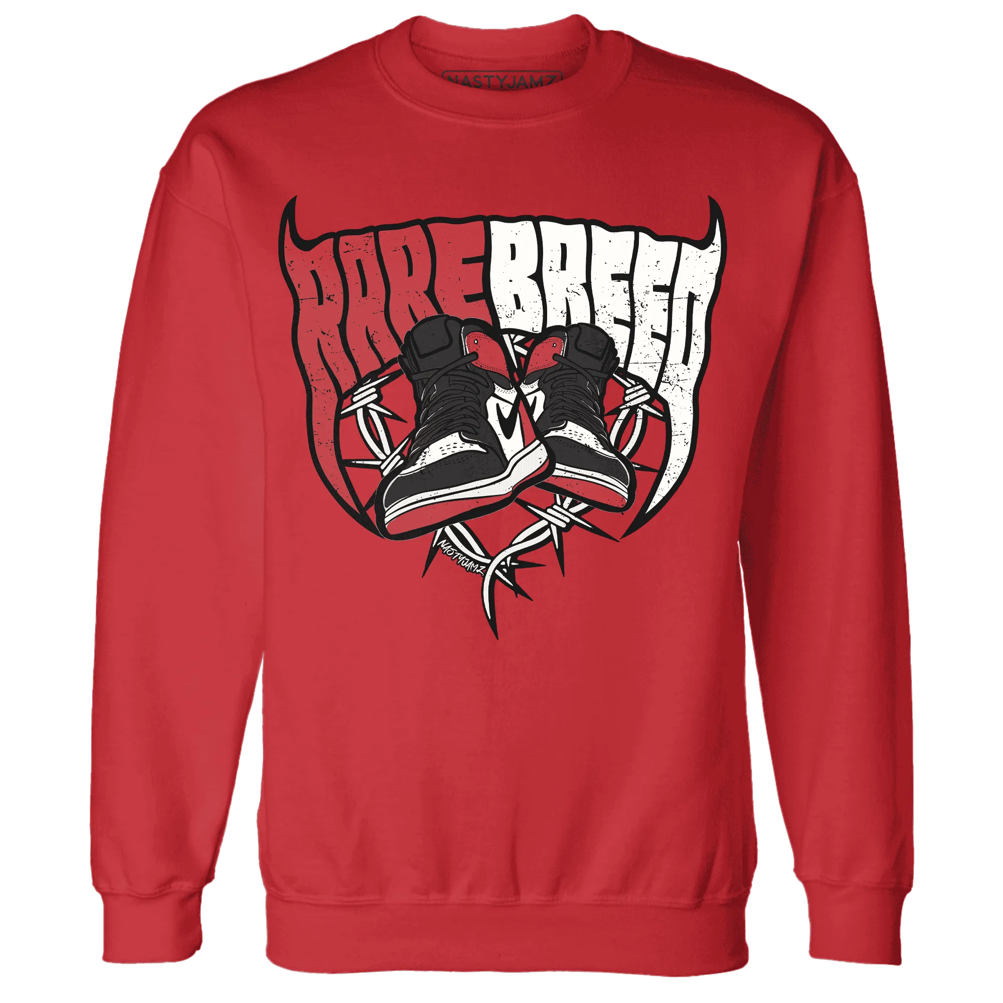 Black-Toe-Reimagined-Red-White-1s-NastyJamz-Sweatshirt-Match-Rare-Breed-Sneaker