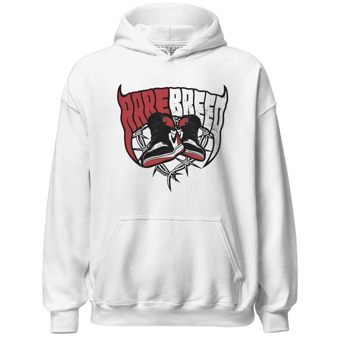 Black-Toe-Reimagined-Red-White-1s-NastyJamz-Hoodie-Match-Rare-Breed-Sneaker