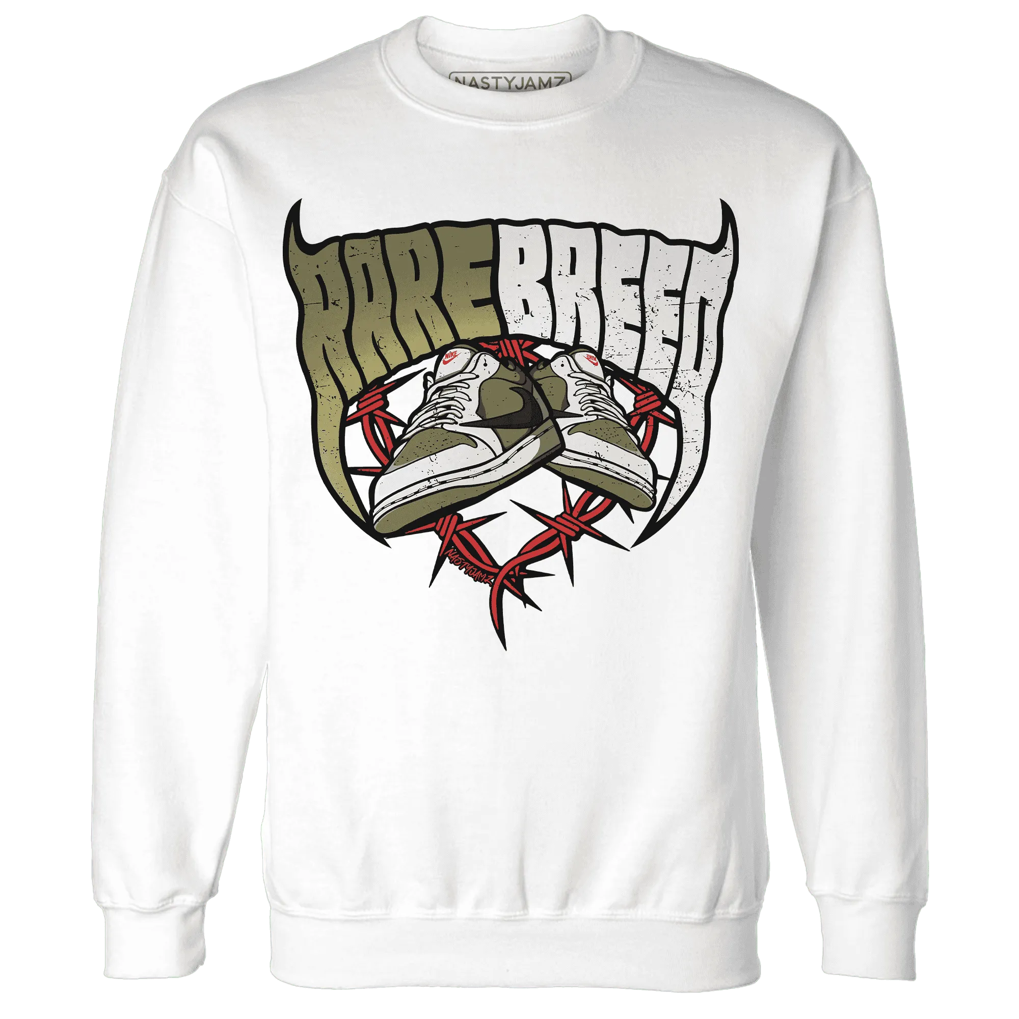 NastyJamz-Medium-Olive-1s-Sweatshirt-Match-Rare-Breed-Sneaker