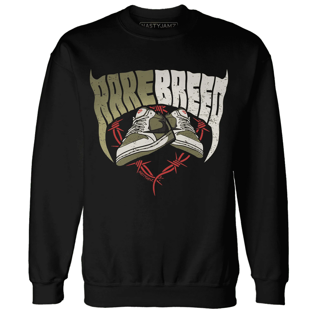 NastyJamz-Medium-Olive-1s-Sweatshirt-Match-Rare-Breed-Sneaker