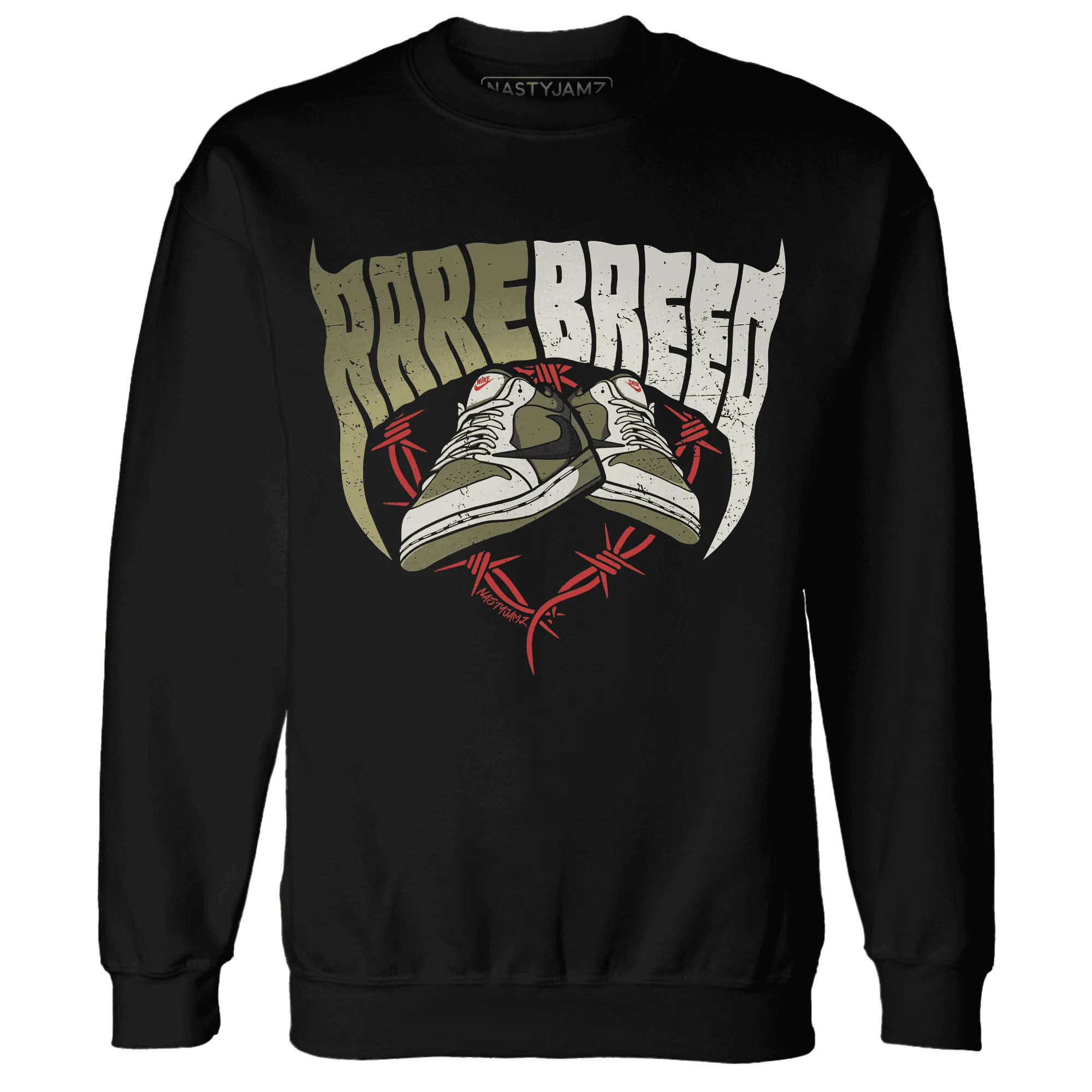 NastyJamz-Medium-Olive-1s-Sweatshirt-Match-Rare-Breed-Sneaker