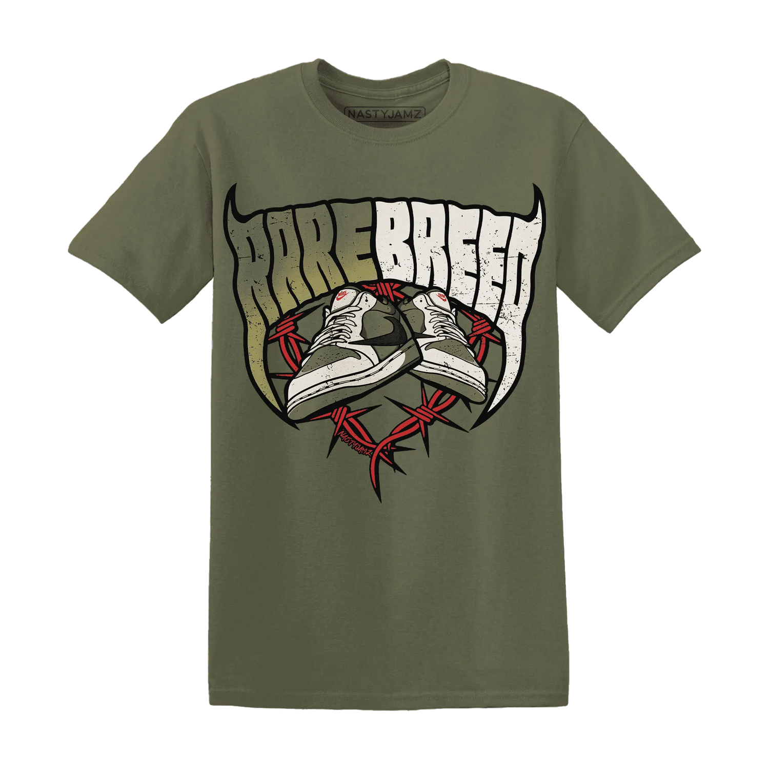 NastyJamz-Medium-Olive-1s-T-Shirt-Match-Rare-Breed-Sneaker