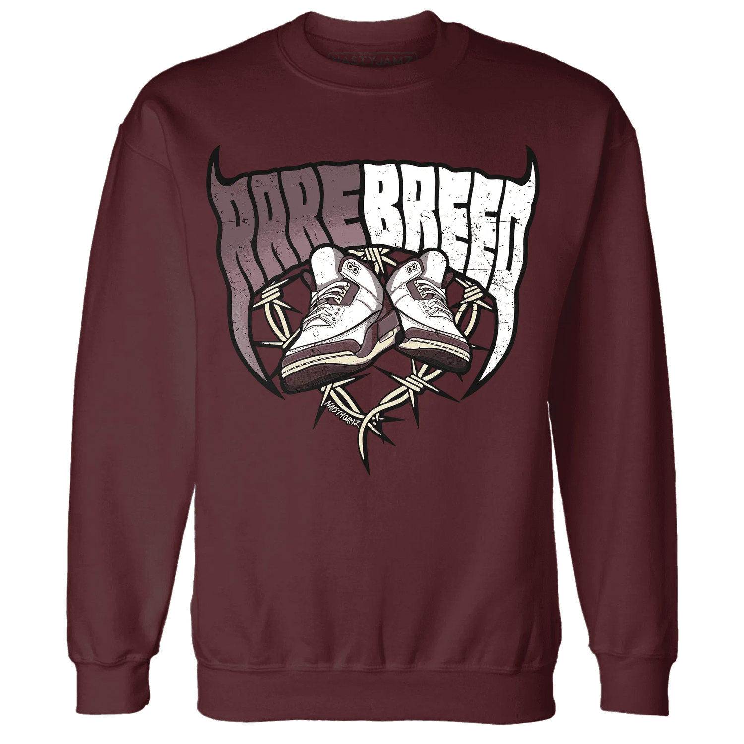 NastyJamz-Burgundy-Crush-3s-Sweatshirt-Match-Rare-Breed-Sneaker