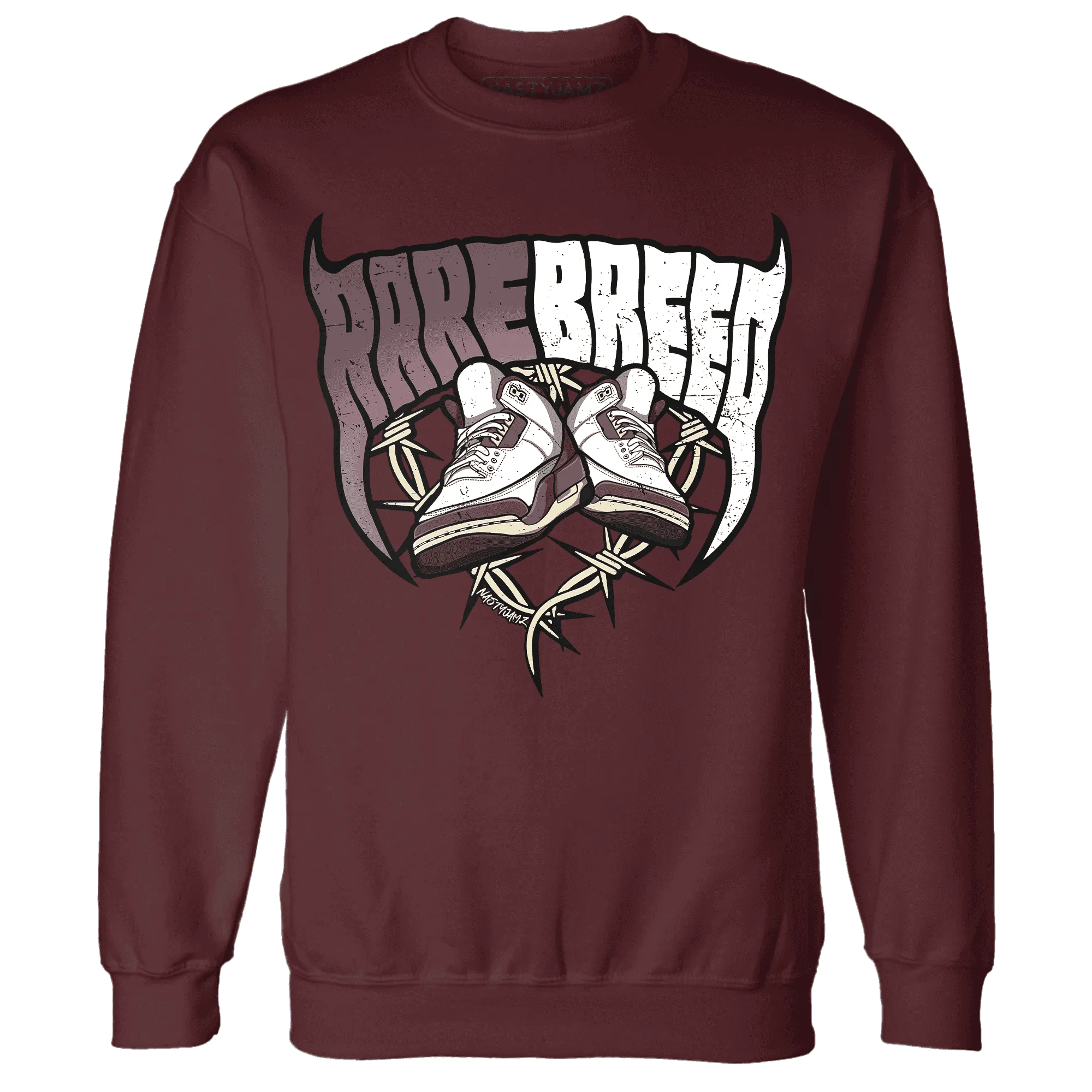 NastyJamz-Burgundy-Crush-3s-Sweatshirt-Match-Rare-Breed-Sneaker