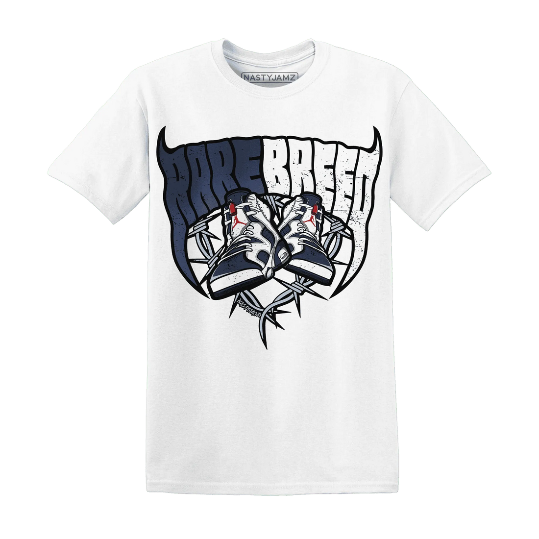 White-Navy-6s-T-Shirt-Match-Rare-Breed-Sneaker