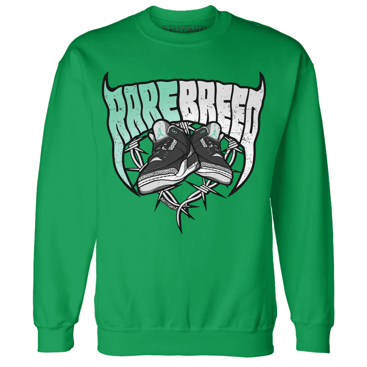Green-Glow-3s-Sweatshirt-Match-Rare-Breed-Sneaker